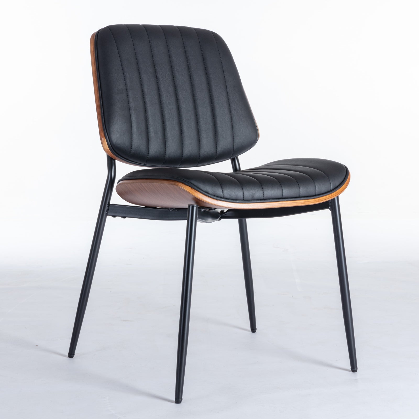 Logidon Eettafel Stoelenset 2 Mid Century Retro Kunstleer Zwart PU