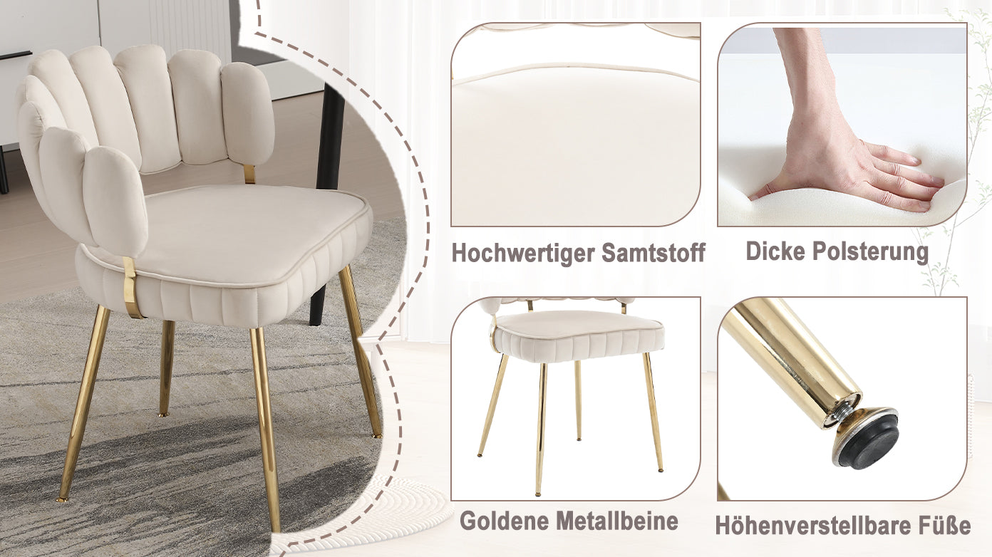 Logidon Modern Velvet Living Room Chairs Ivory Velvet Set of 2