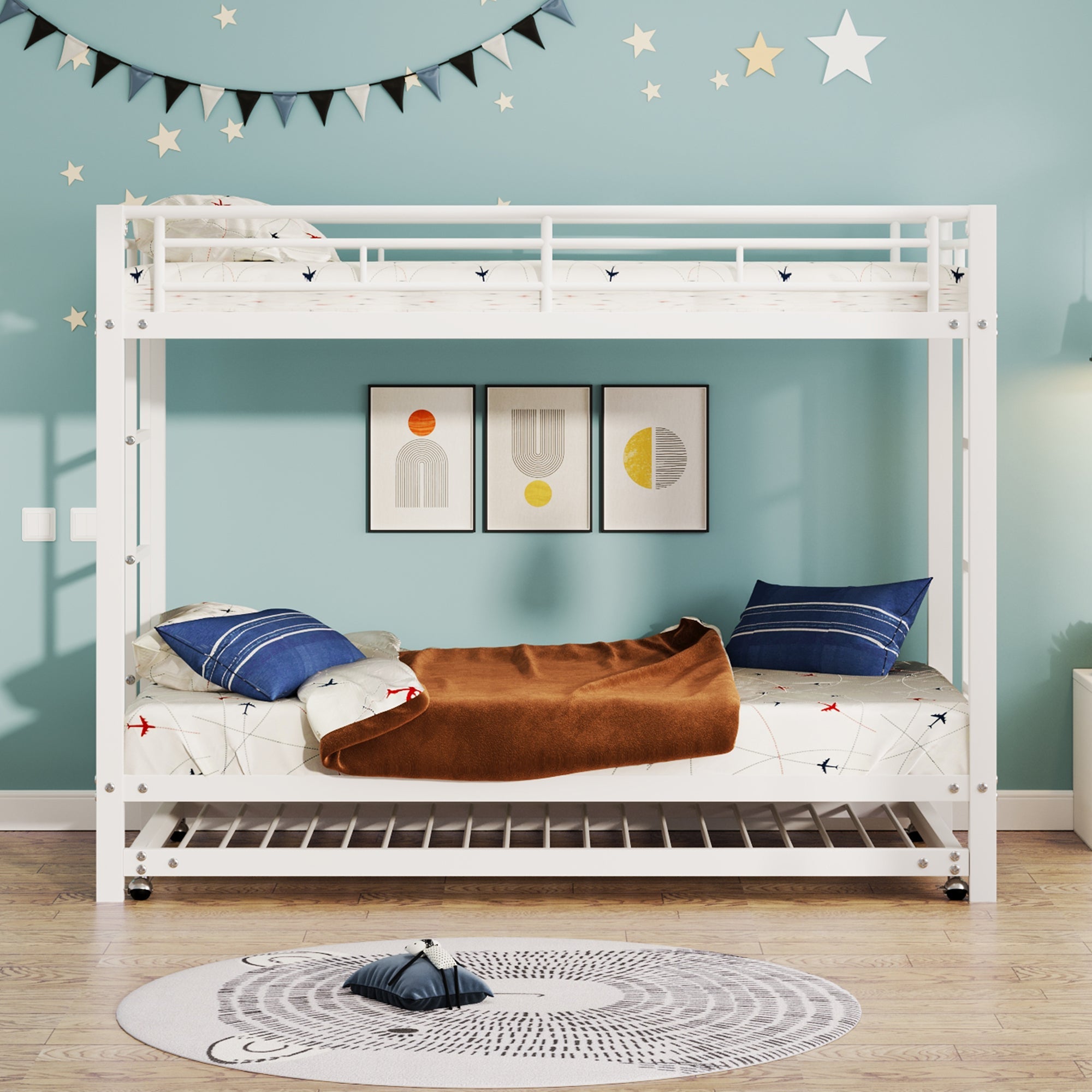 Logidon stapelbed 90x200 cm wit uitschuifbaar bed EN747 gecertificeerd