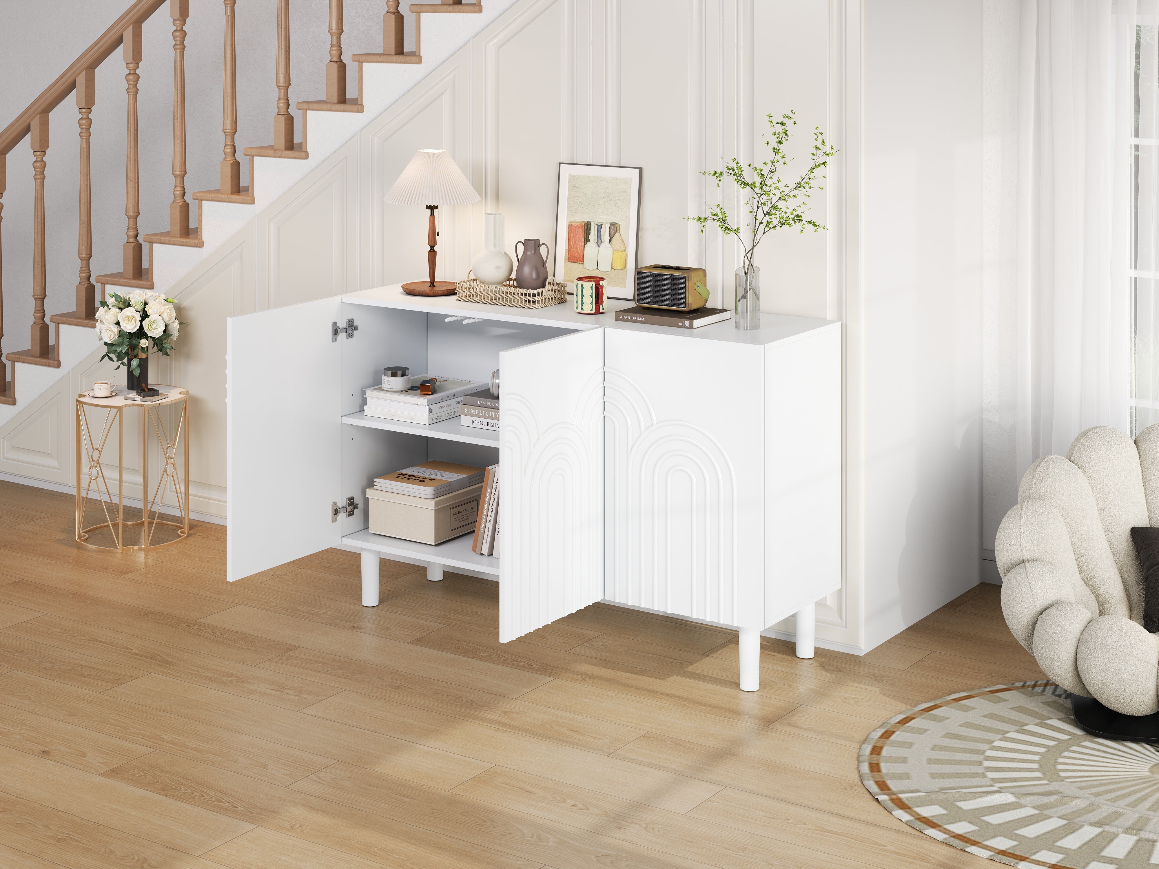 Logidon Dressoir 120x38,5x79 cm Wit MDF met 3 deuren