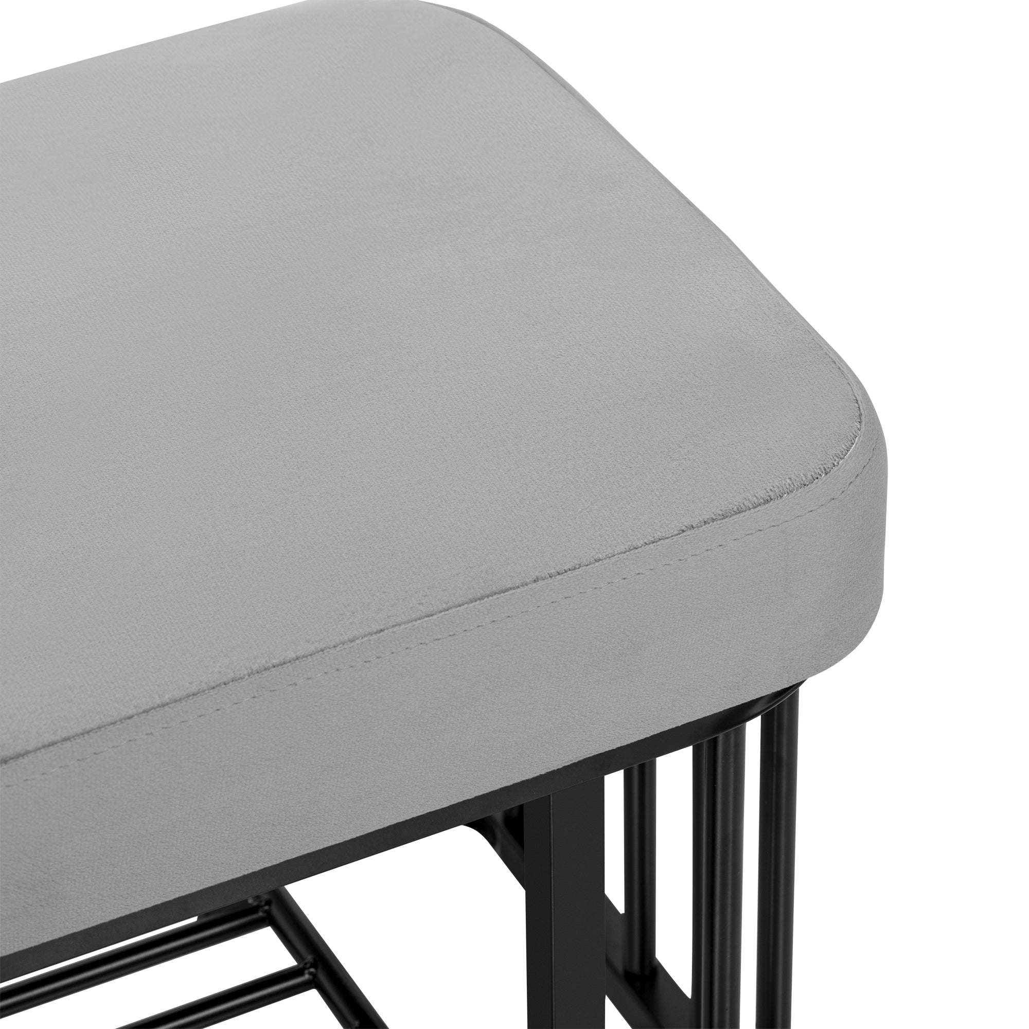 Logidon moderne schoenenbank met fluwelen zitting en grijs metalen frame