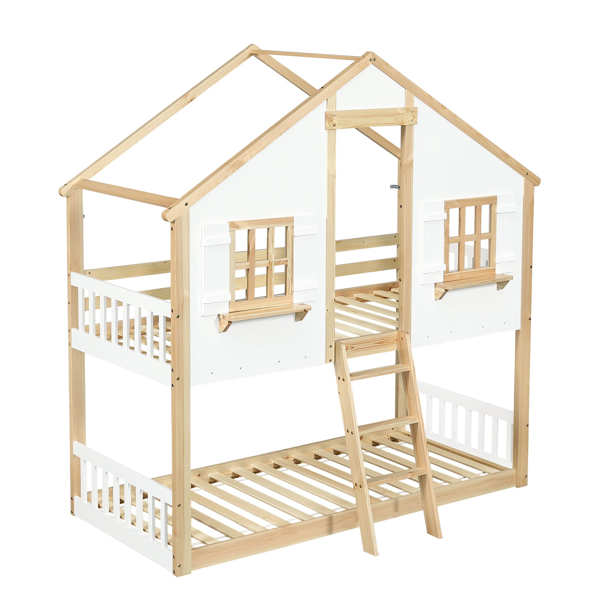 Logidon stapelbed 90x200 cm wit naturel met veiligheidsrailing