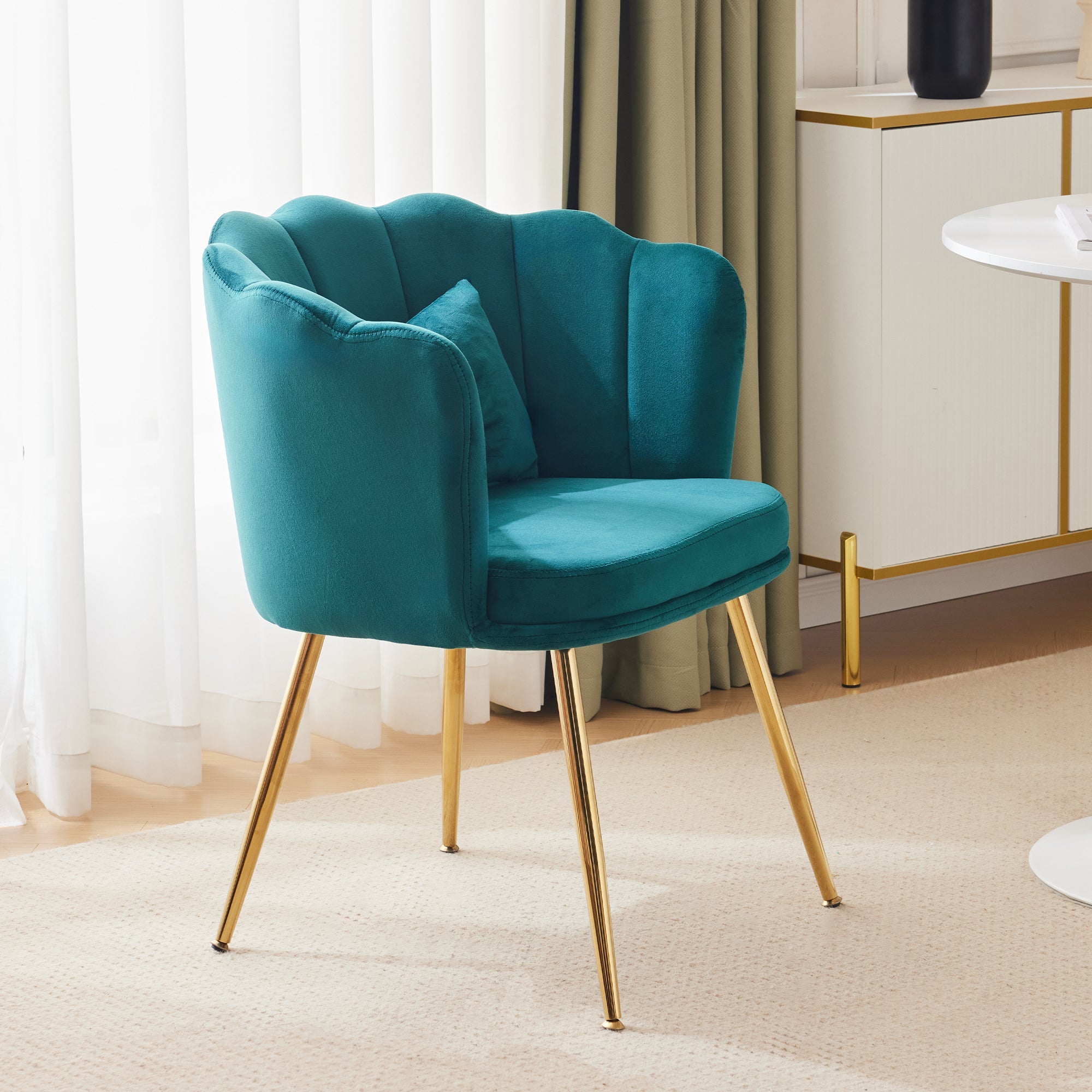 Logidon Modern Velvet Armchair Green With Gold Legs