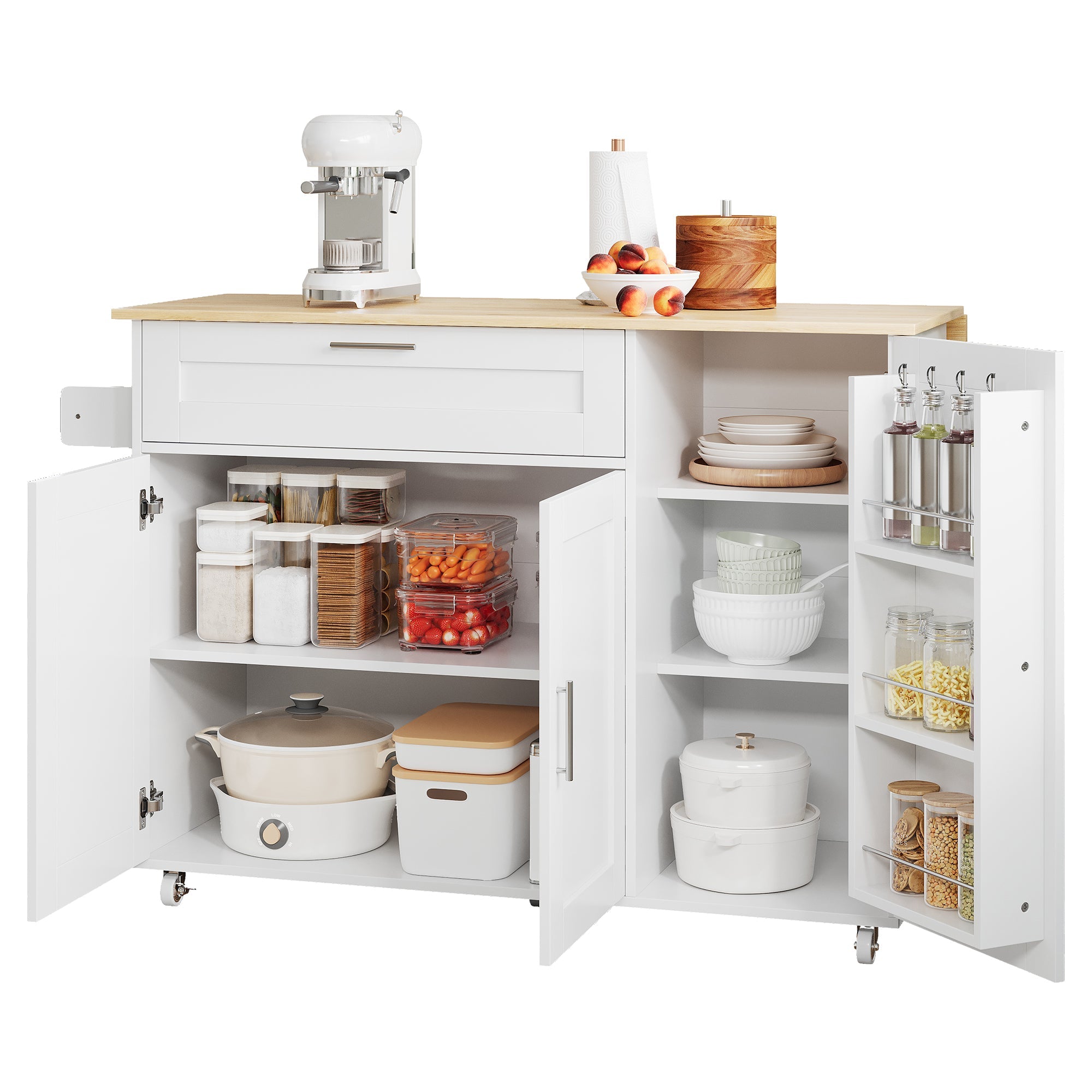 Logidon Mobile Kitchen Table 132.5x70 Cm Oak Grain Folding Top