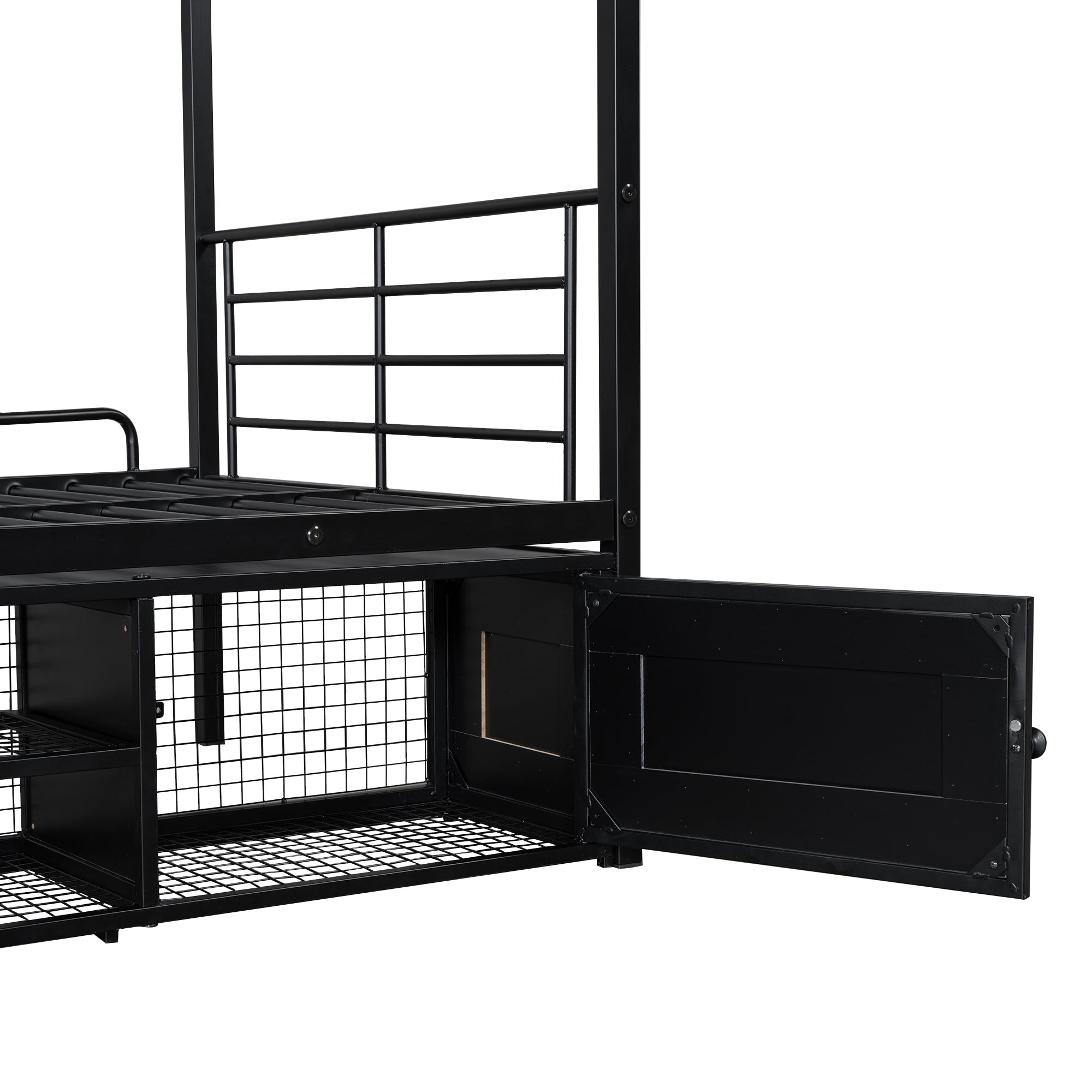 Logidon stapelbed ijzeren frame zwart 90x200 cm met schoenenrek
