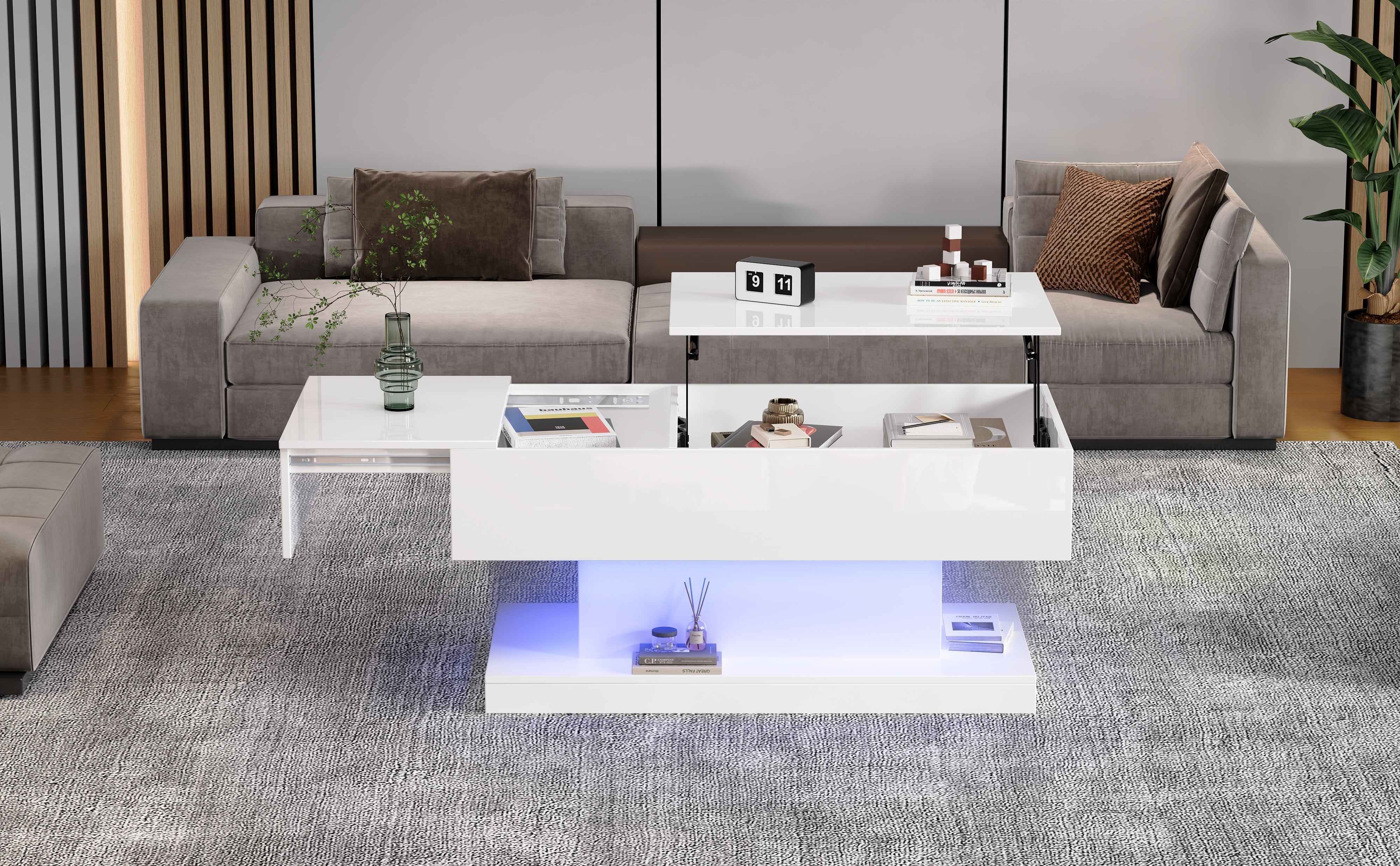 Logidon witte heftafel 100x50x45 met LED verlichting hydraulisch