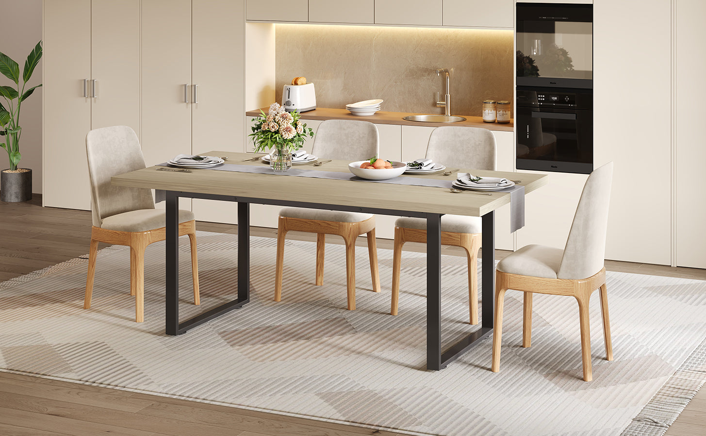 Logidon eettafel 160x80 cm industriële houtlook, metalen frame