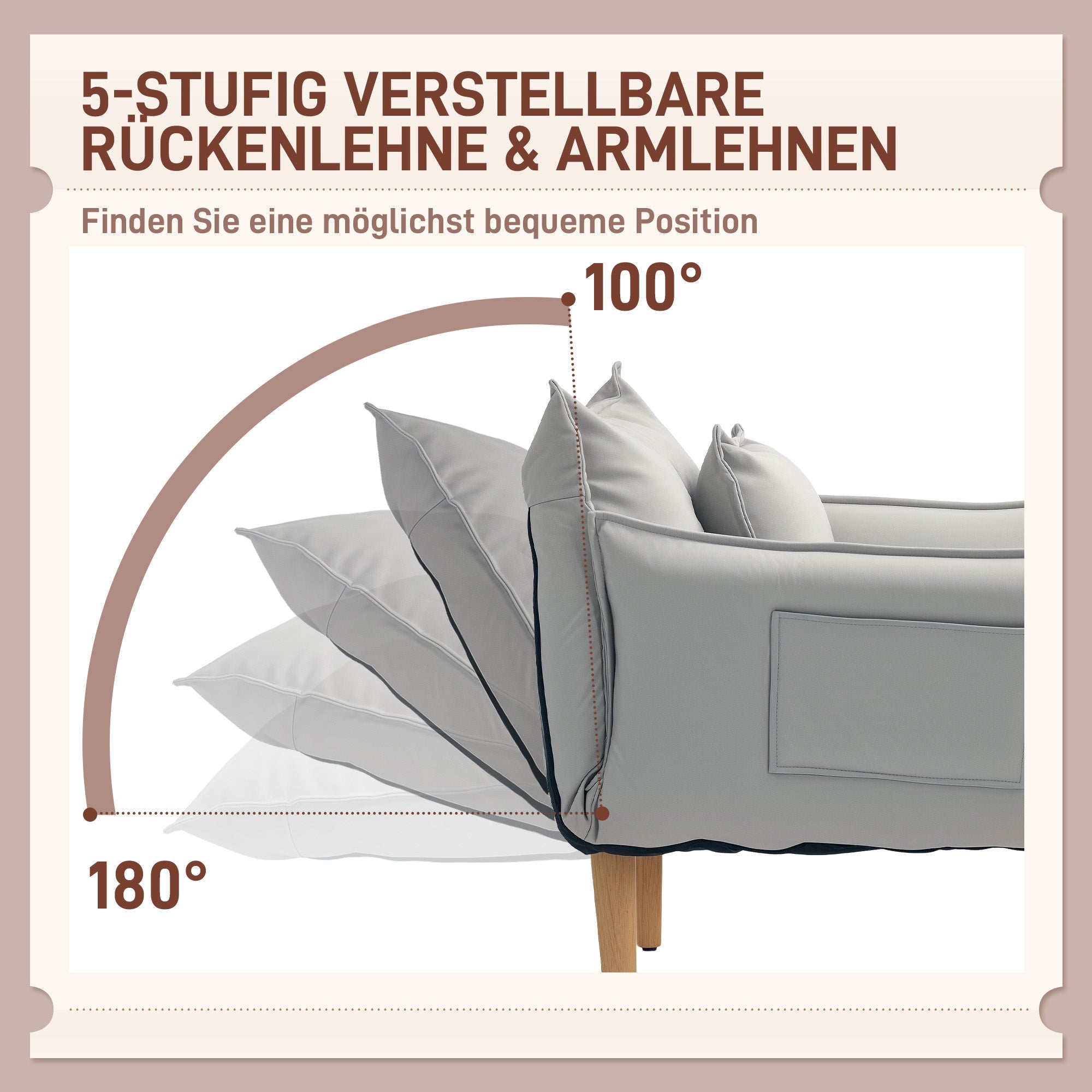 Logidon 2-in-1 relaxstoel lichtgrijs verstelbare rugleuning
