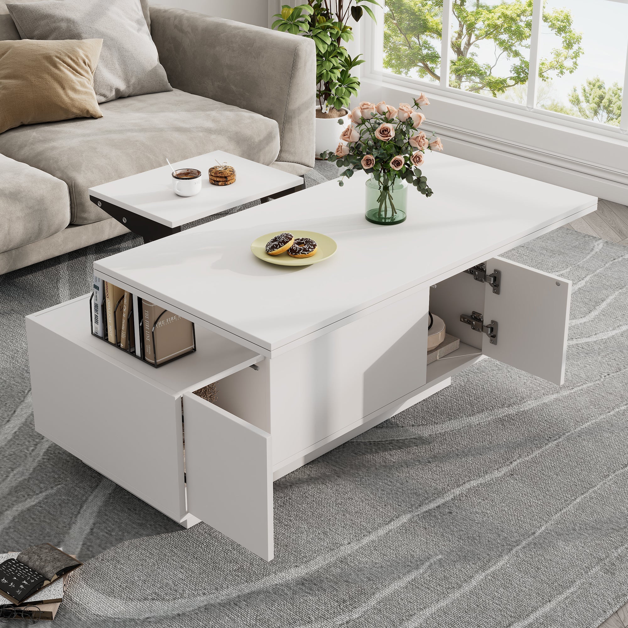 Logidon moderne salontafel met dubbel hefmechanisme, opbergruimte