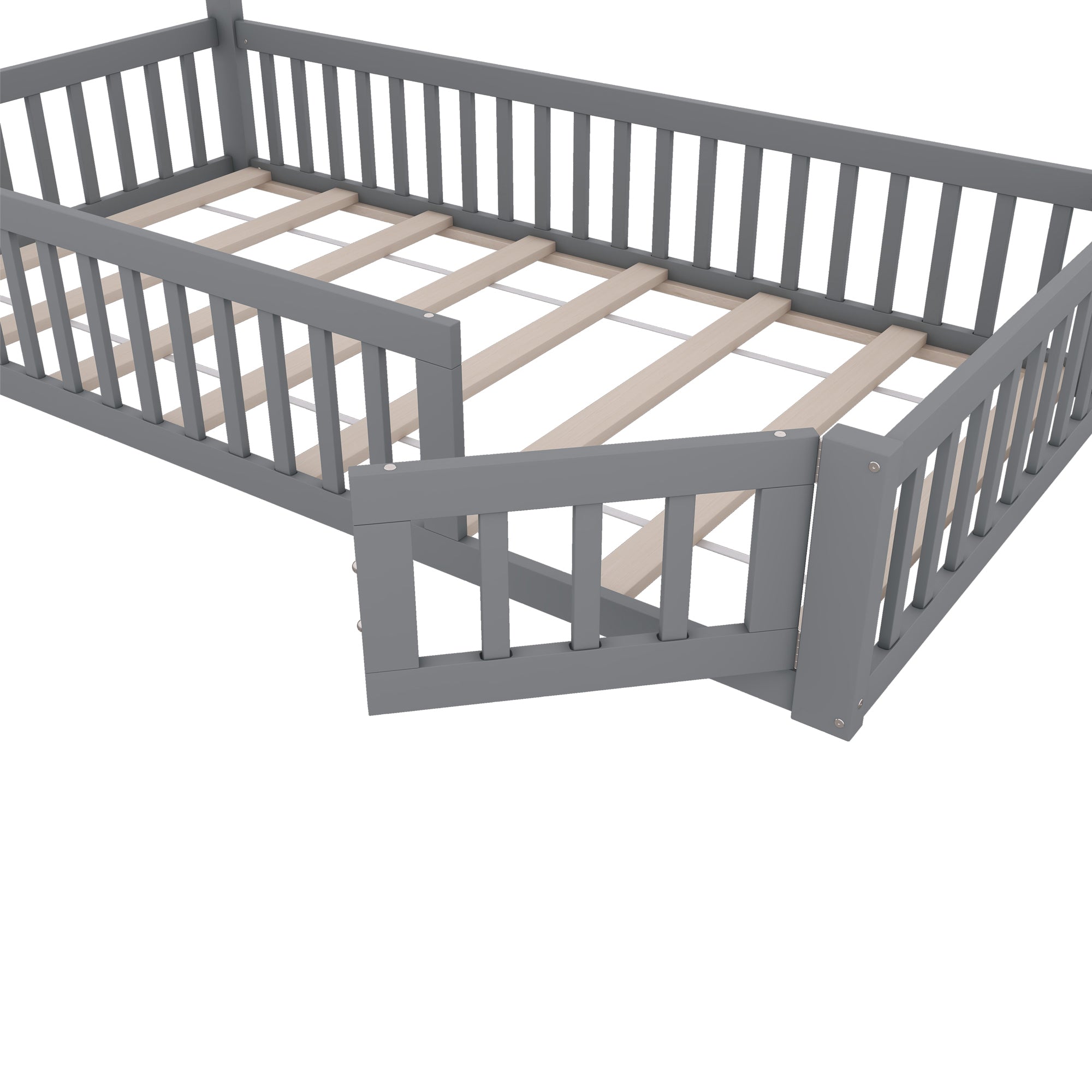 Logidon upholstered bed 90x200 chimney shape gray pine wood