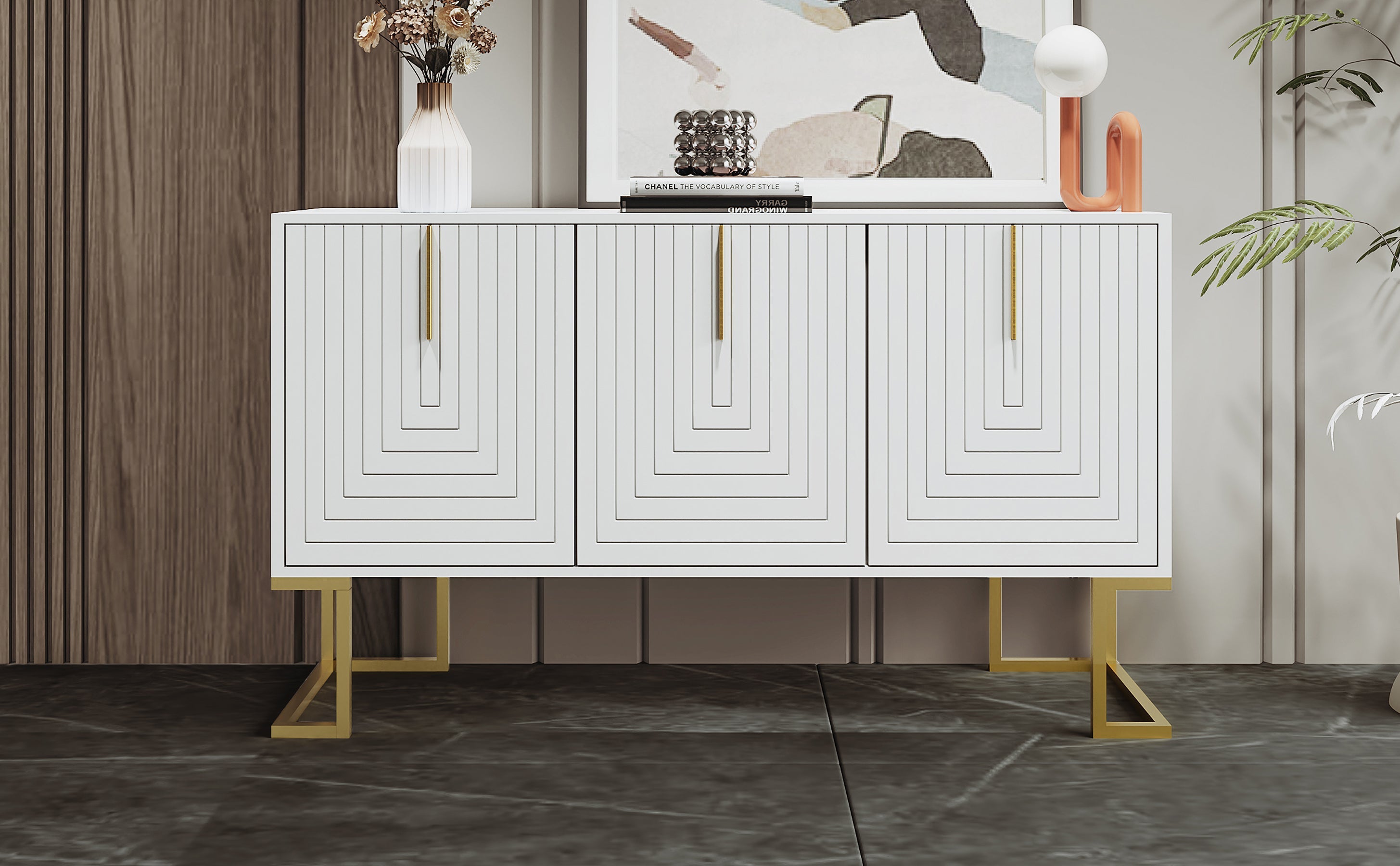 Logidon Dressoir 3 Deuren Met Verstelbare Planken Wit 138 x 40 x 80 cm
