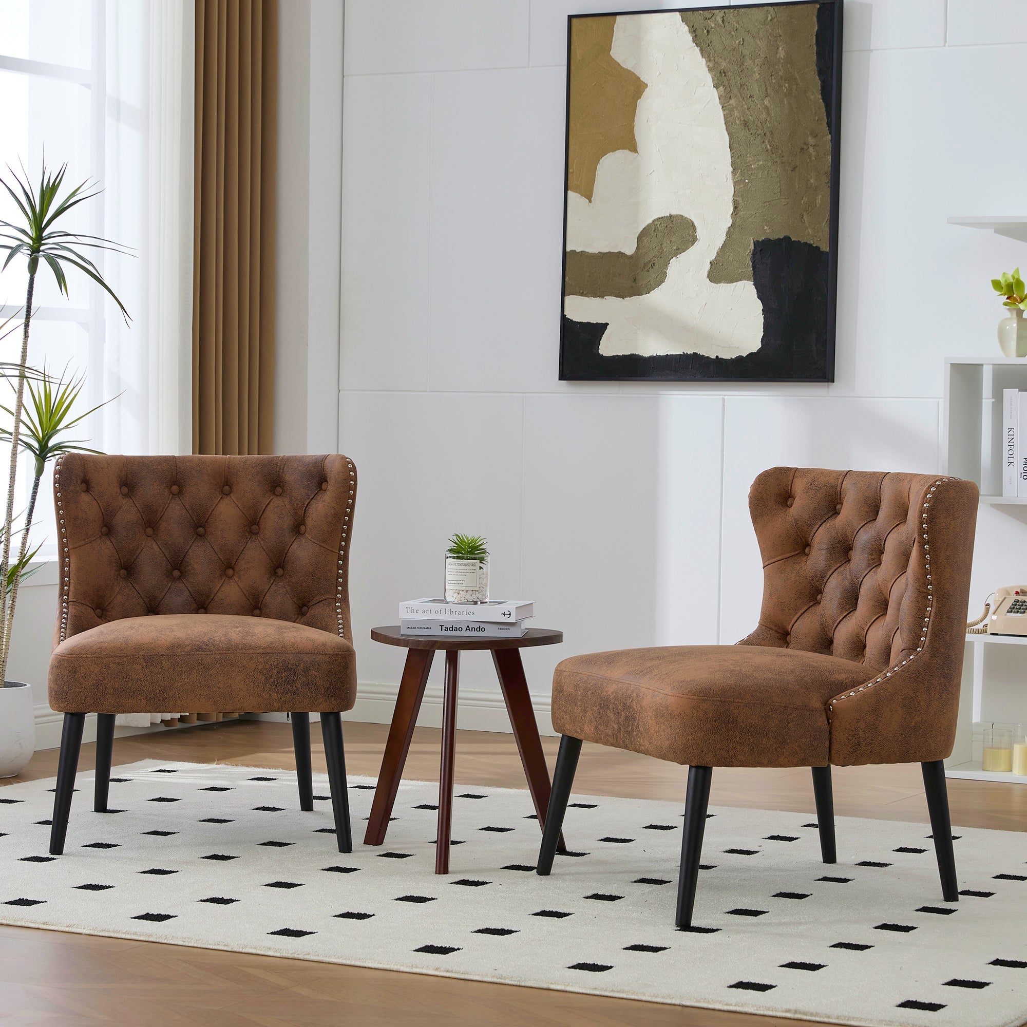 Logidon Tech stoffen fauteuil zonder armknop en klinknagels koffiebruin