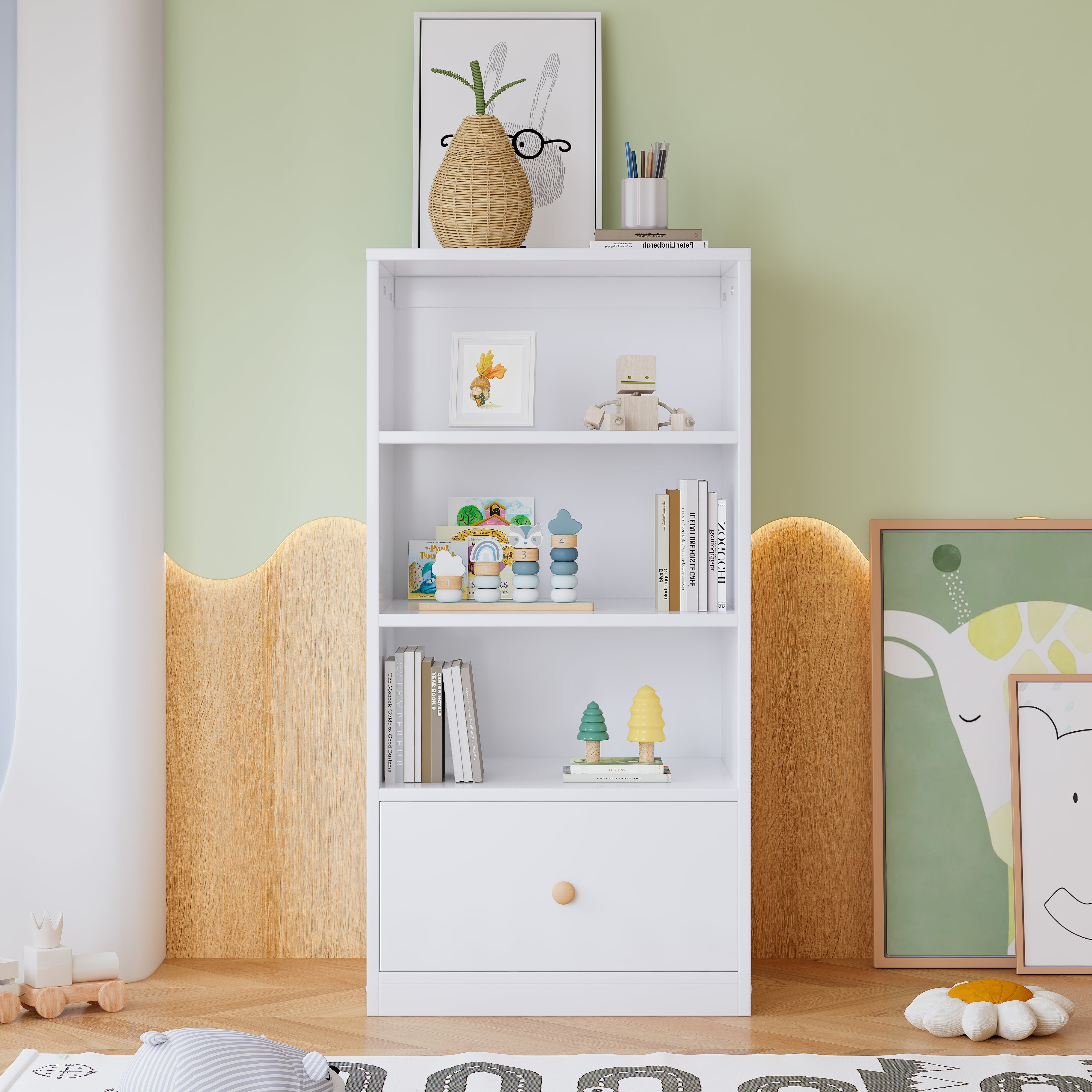 Logidon boekenkast wit 60x50x120 cm met 3 planken en lade