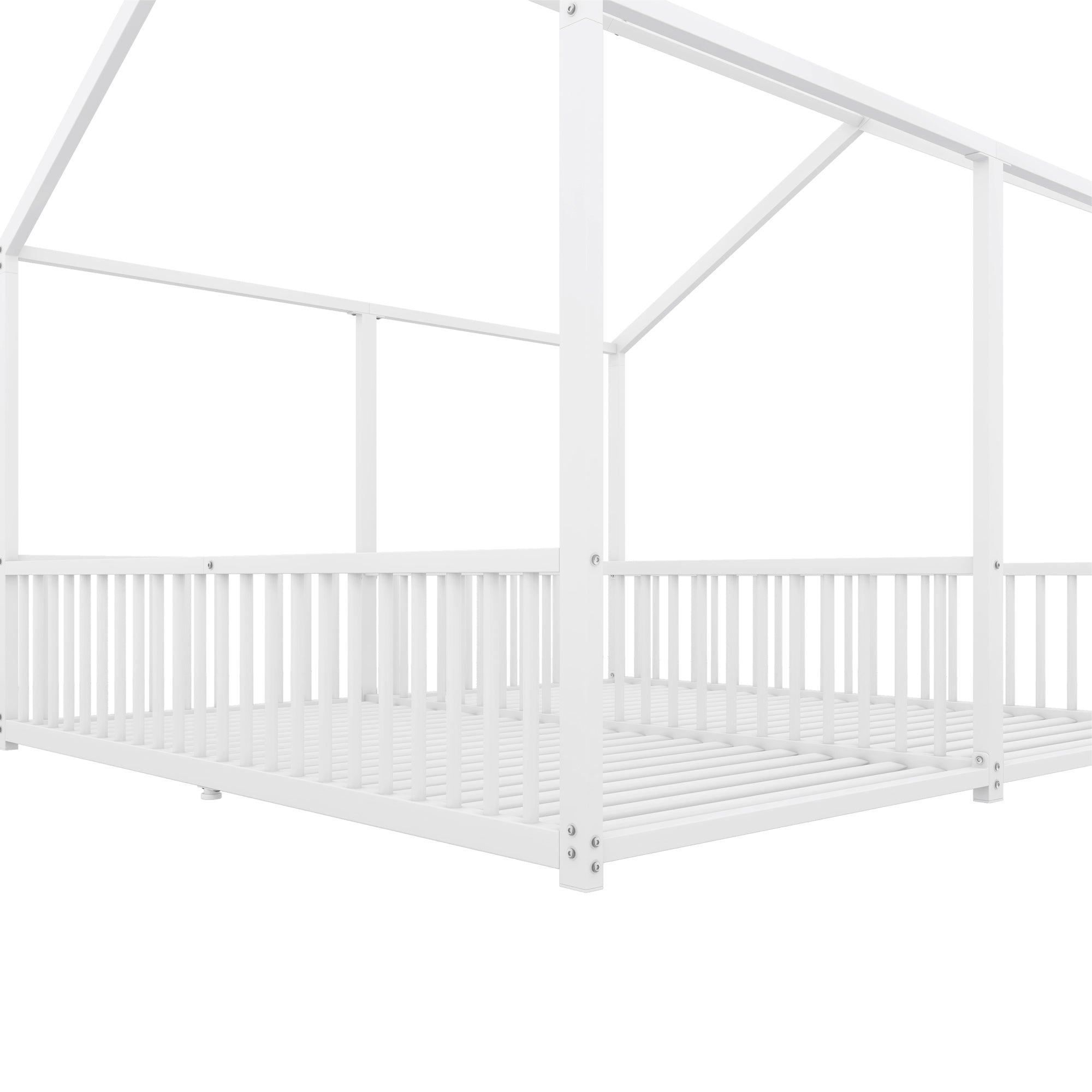 Logidon metalen bed kinderbed 90x200 cm huisvorm wit