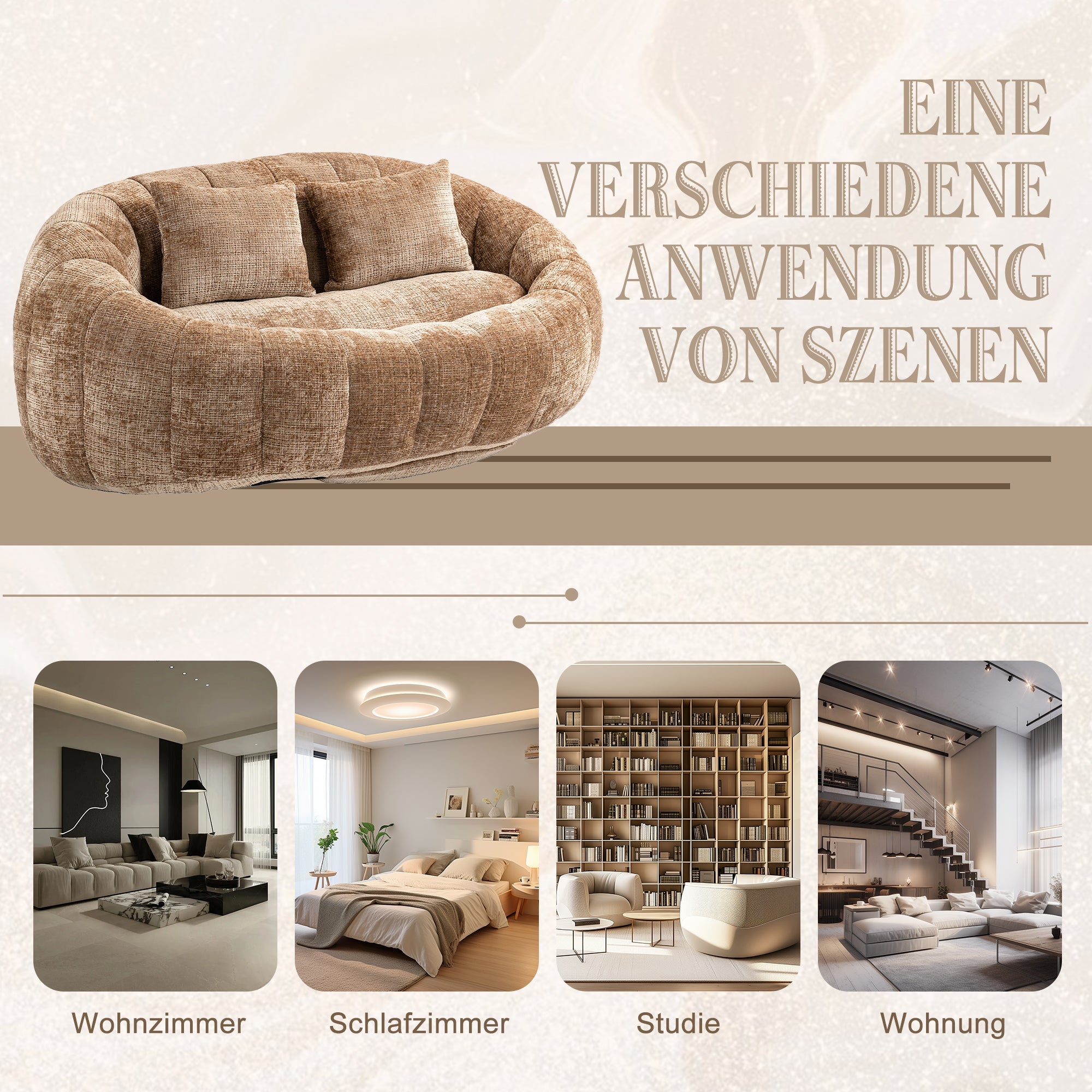 Logidon Zitzakbank Luxe Chenille Koffie Lounge Stoel