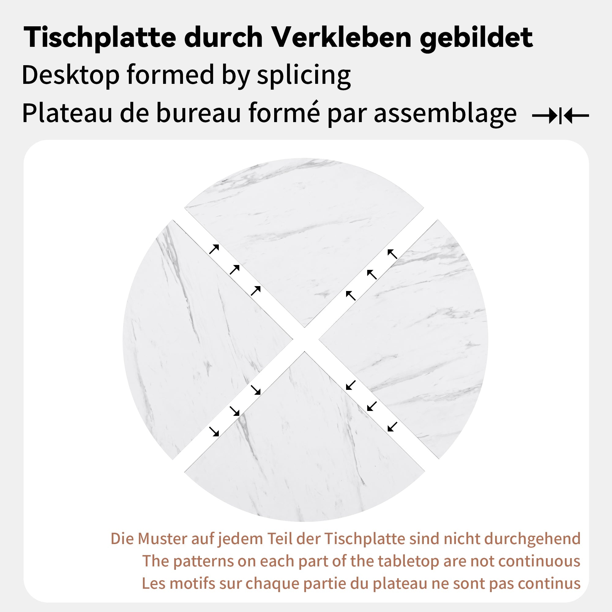 Logidon ronde eettafel marmerlook 100 cm wit MDF X-onderstel