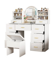 Logidon kaptafel met spiegel en LED-verlichting 9 lades wit 120x40x135