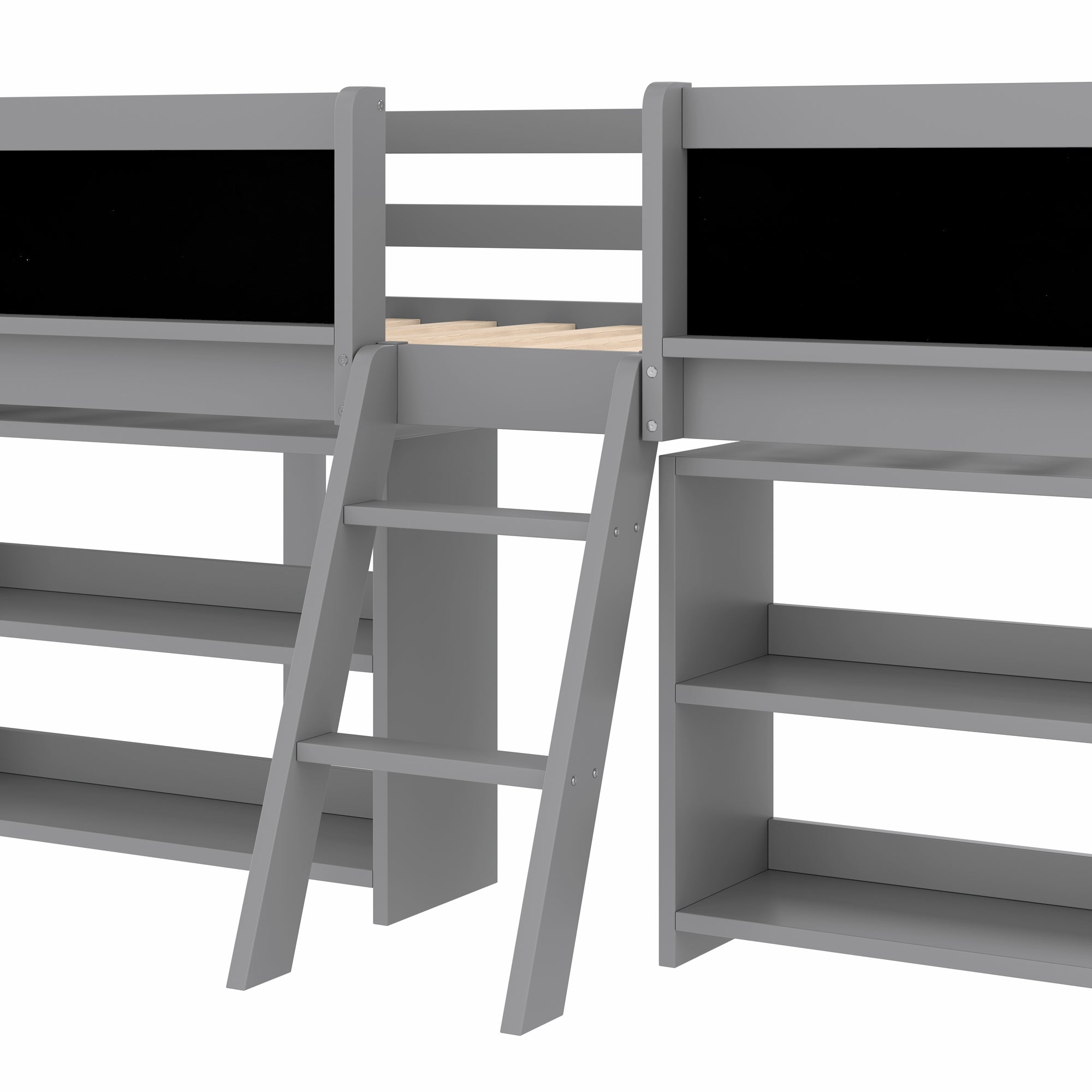 Logidon halfhoogslaper 90x200 cm met opbergruimte en ladder grijs