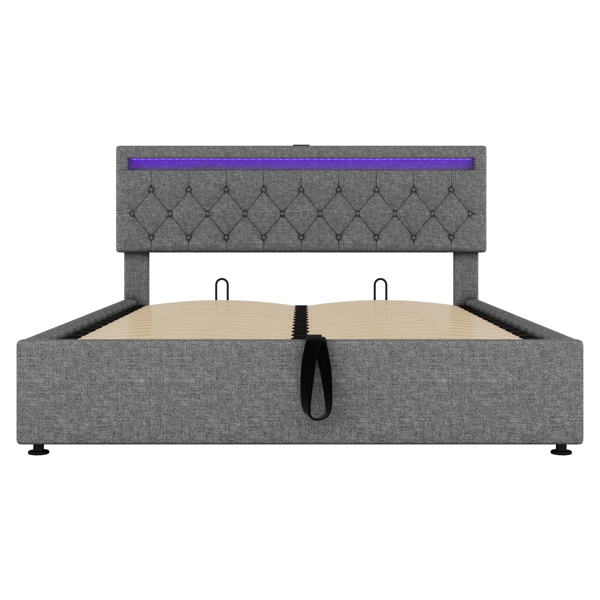 Logidon grijs gestoffeerd bed 160x200 cm met LED Ambient USB-C