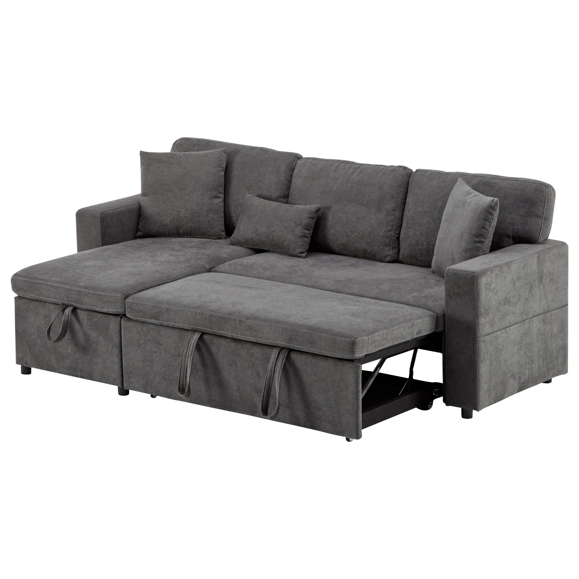 Logidon Corner Sofa Gray Extendable Bed With Bed Box Shelf 214x131