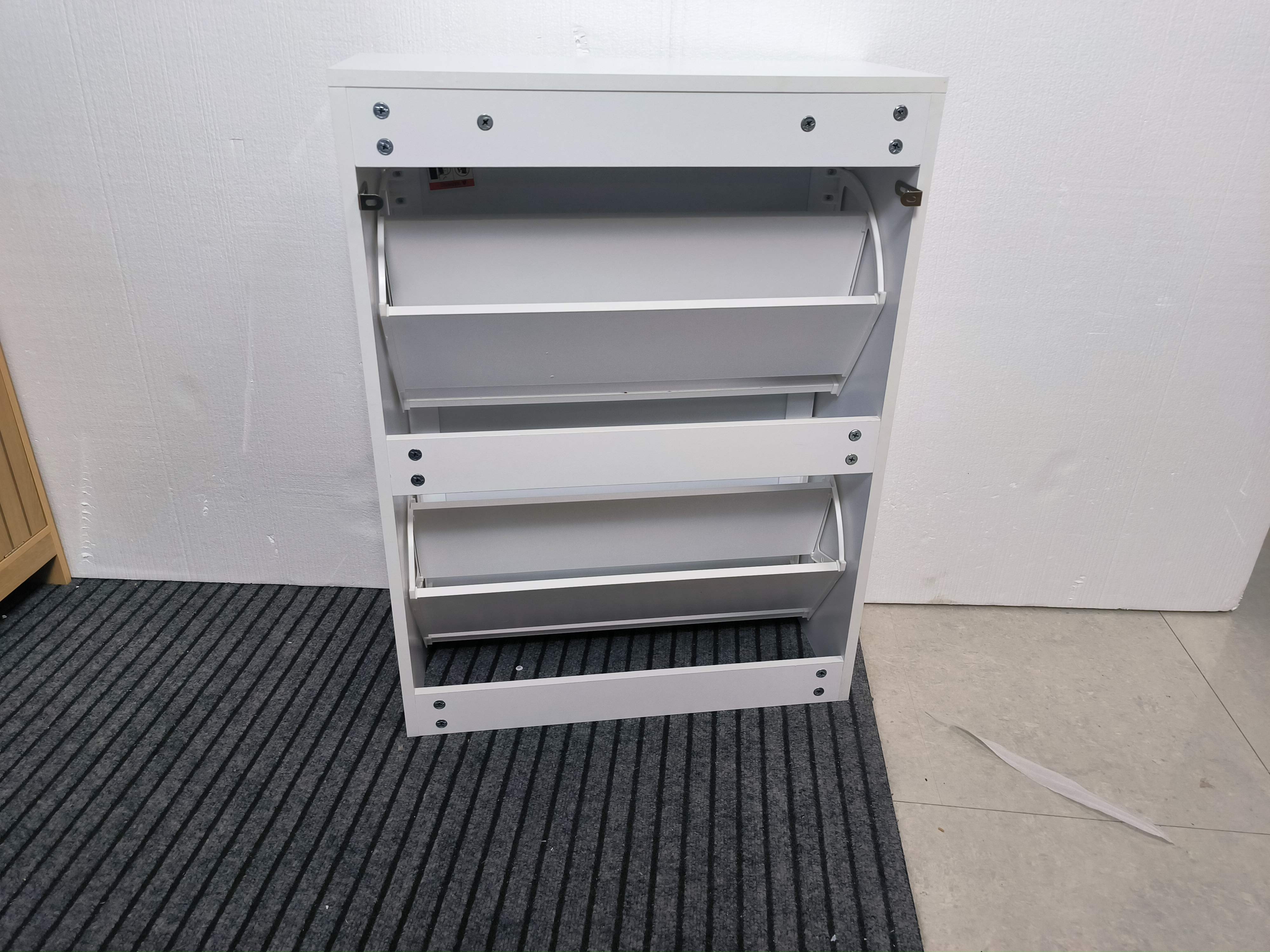 Logidon 60 cm witte schoenenkast vrijstaand met 2 inklapbare lades