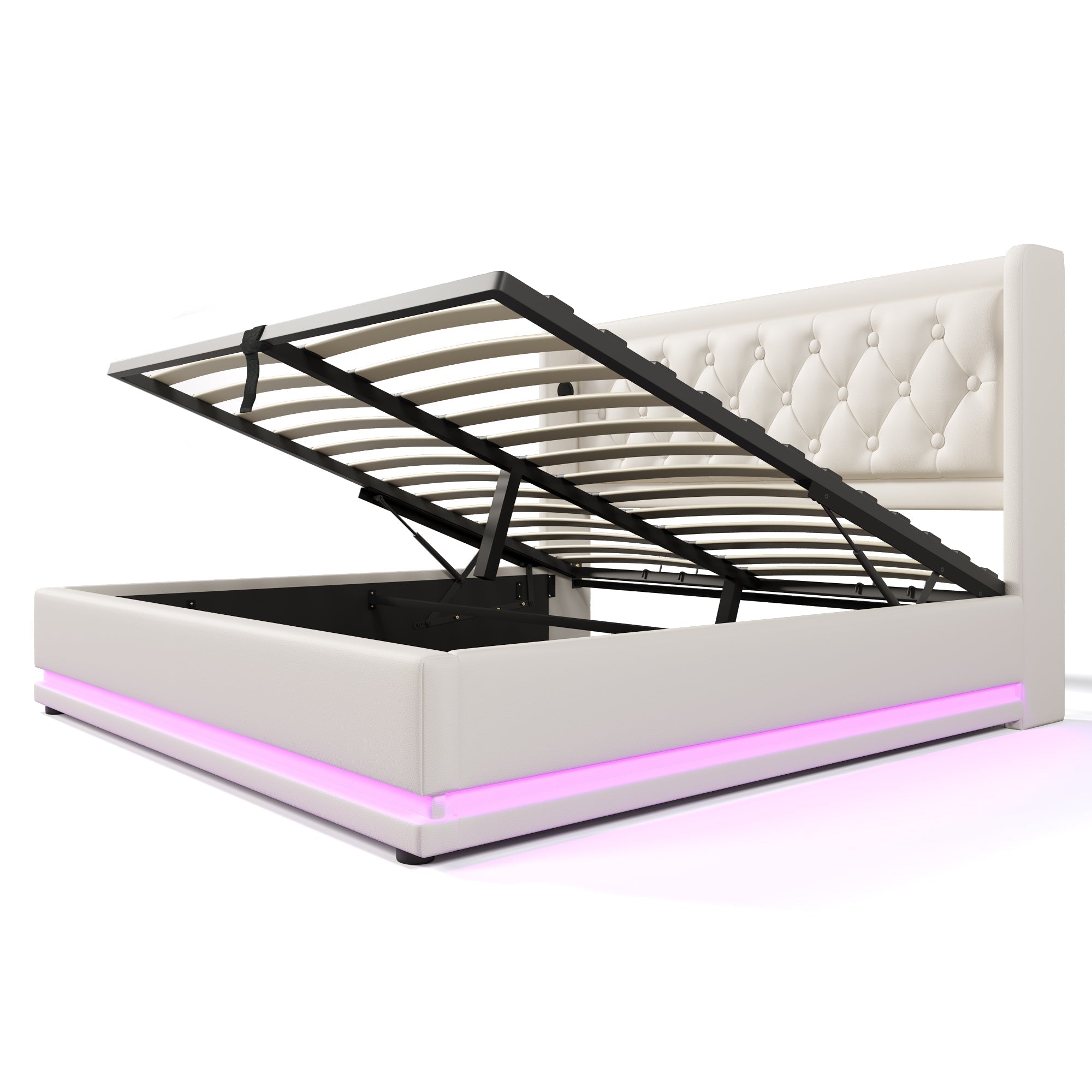 Logidon gestoffeerd bed 180x200 cm wit hydraulische opbergruimte USB C