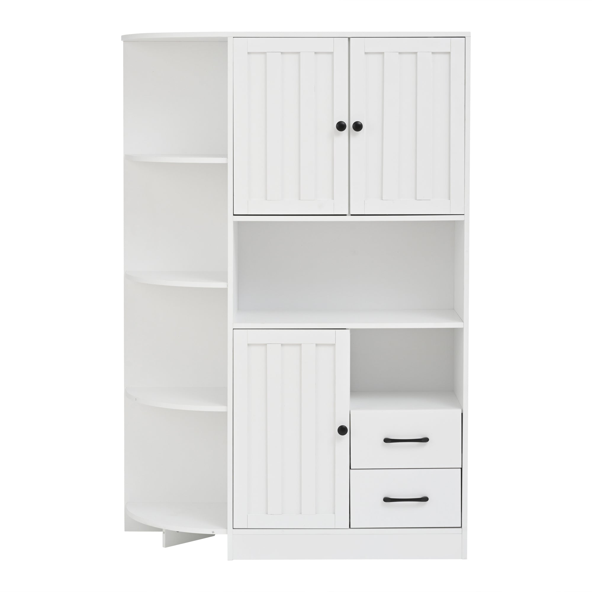Logidon corner cabinet white 104x35x155 cm display cabinet 3 doors 2 drawers