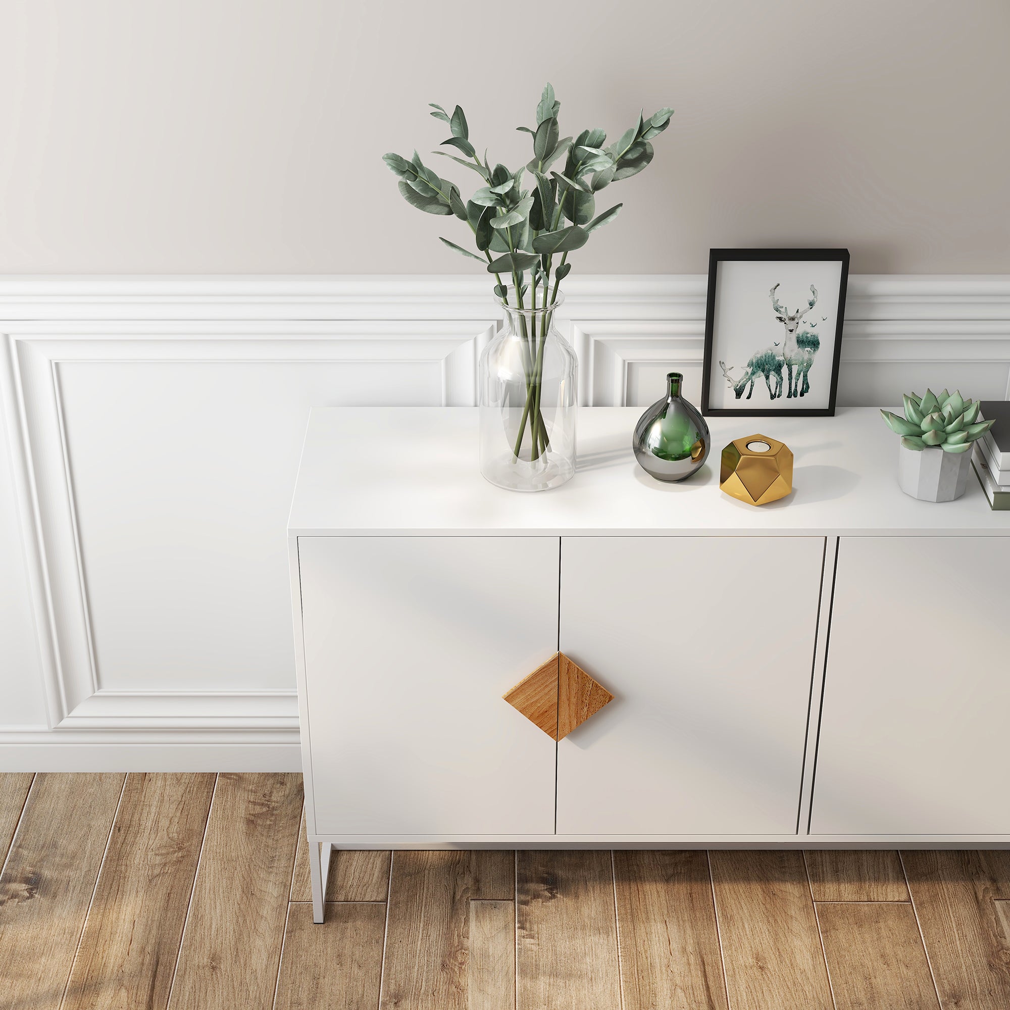 Logidon Wit Dressoir 160 cm met 4 deuren en dubbele opbergruimte