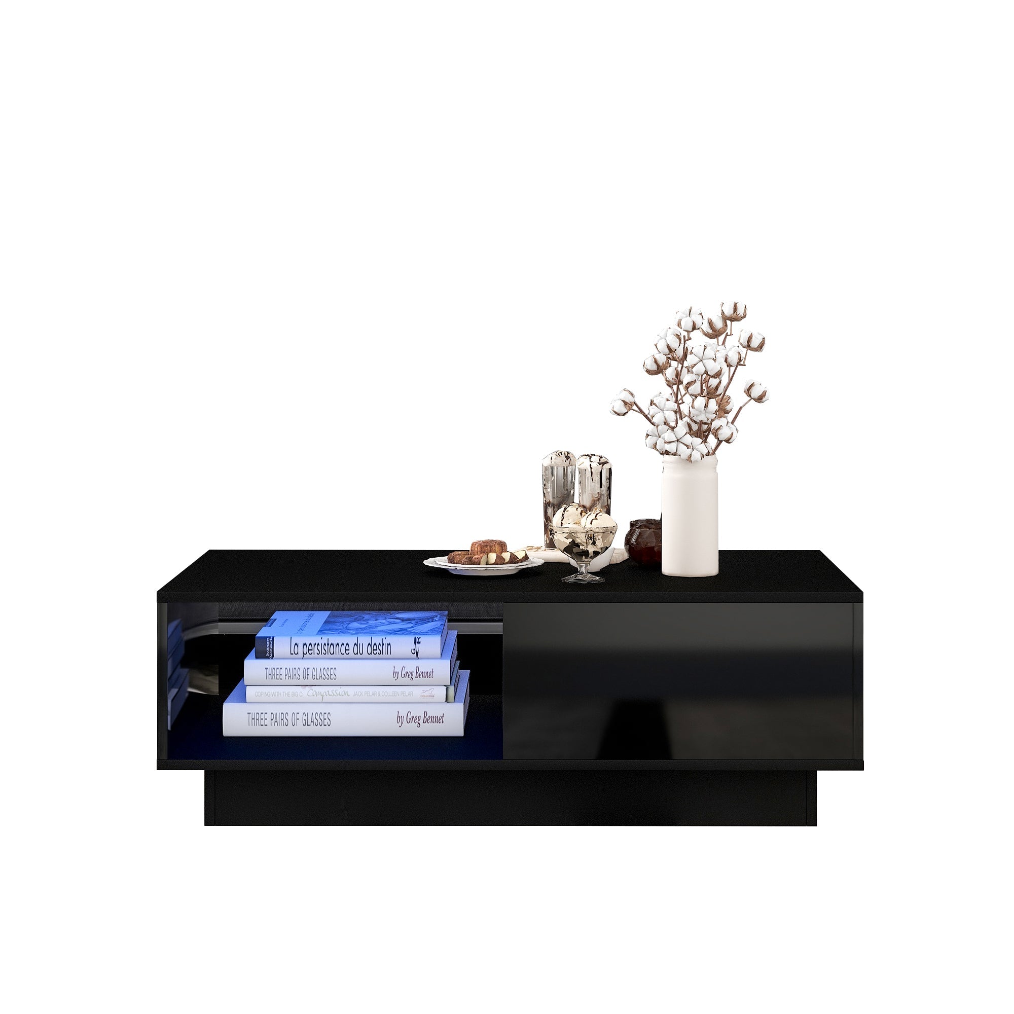 Logidon salontafel hoogglans zwart LED verlichting 15 kleuren 95x55x32