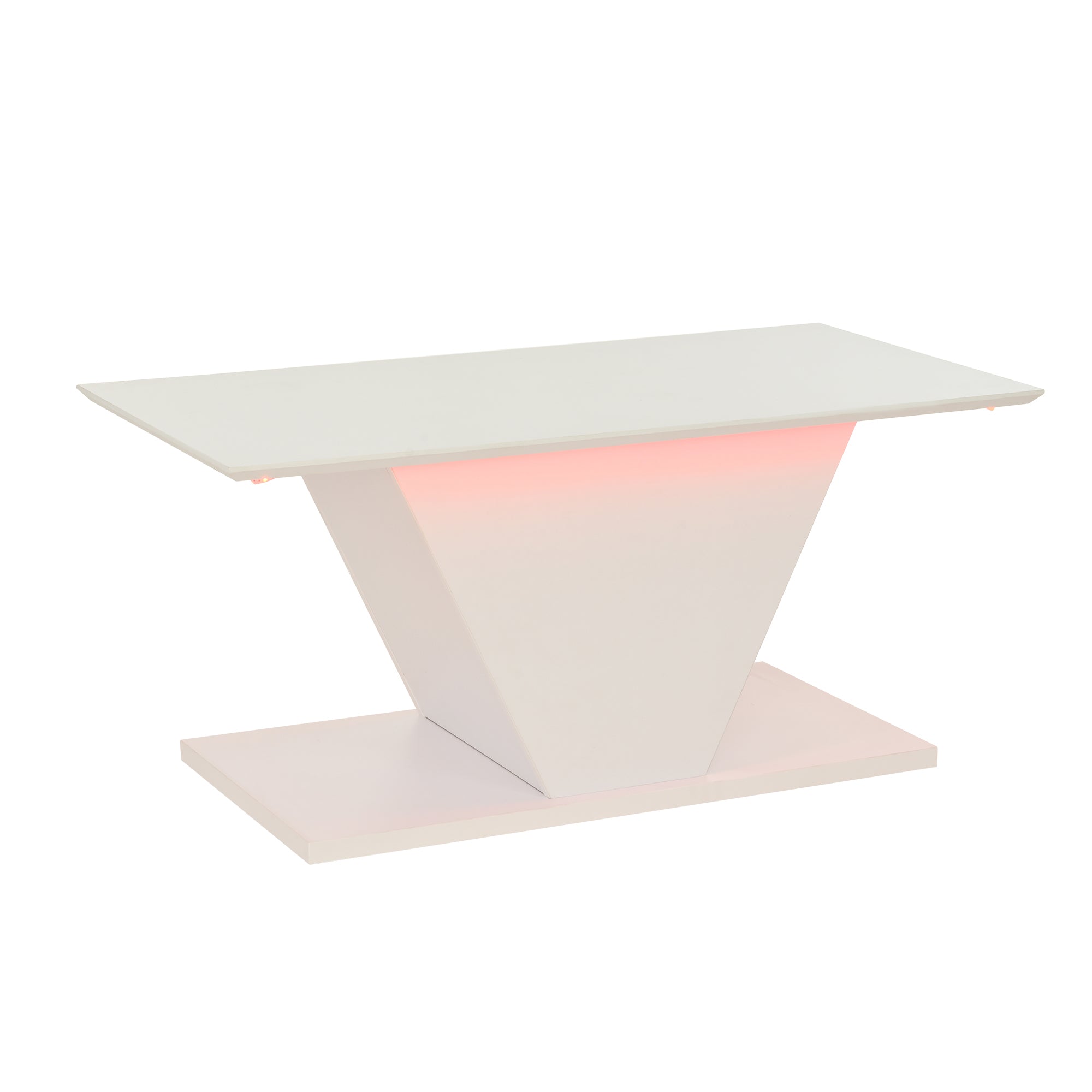 Logidon V-vorm salontafel wit hoogglans LED verlichting 100x50x46 cm