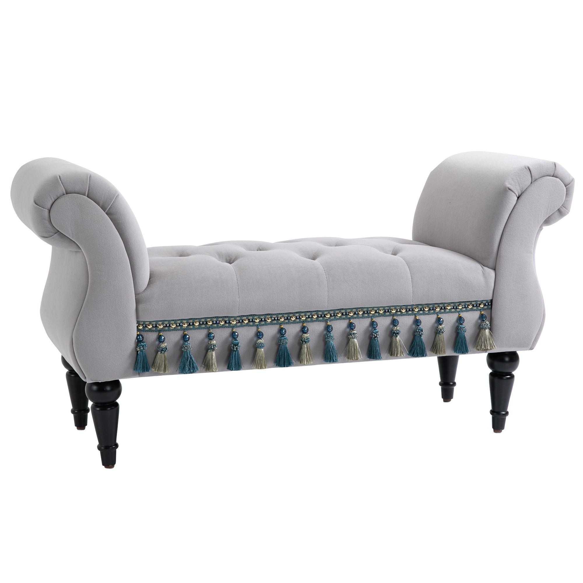 Logidon Elegante Bank Grijs 117x40x58 Cm Met Franjes