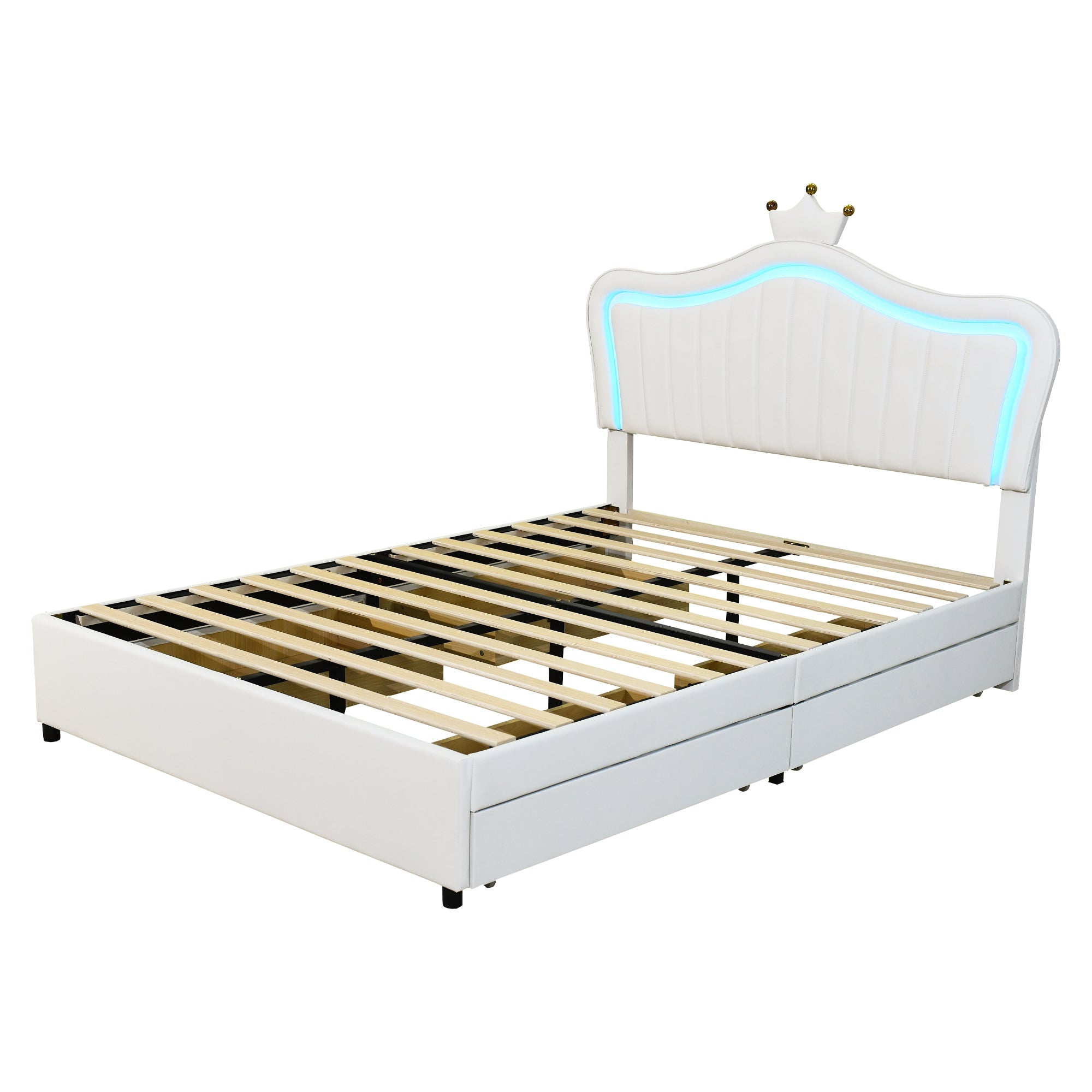 Logidon gestoffeerd bed 140x200 wit kunstleer met LED-verlichting