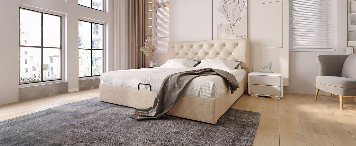Logidon gestoffeerd bed 140x200 cm met verstelbaar hoofdbord en opbergruimte