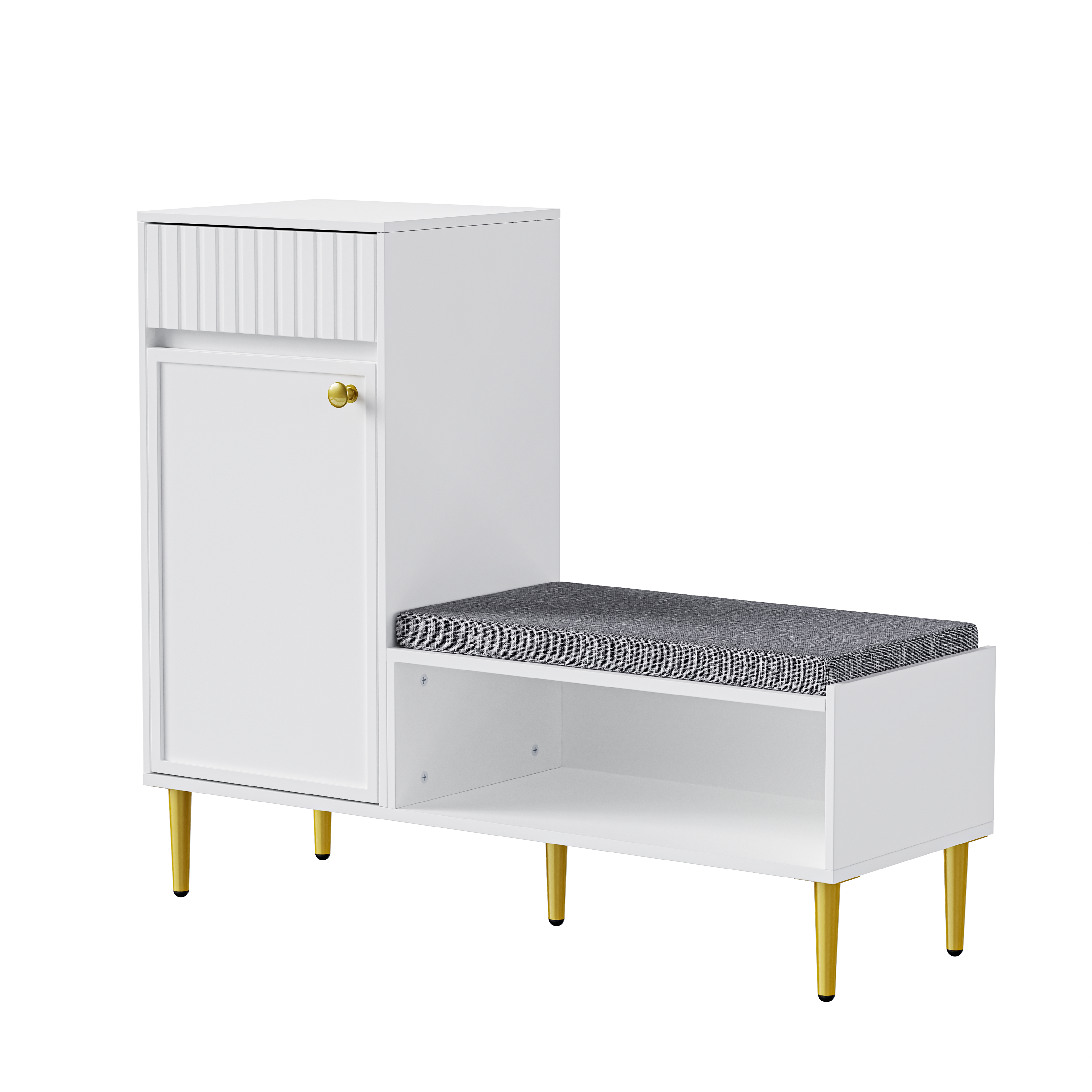 Logidon Moderne Schoenenkast Met Bank Wit 100x35x82 cm