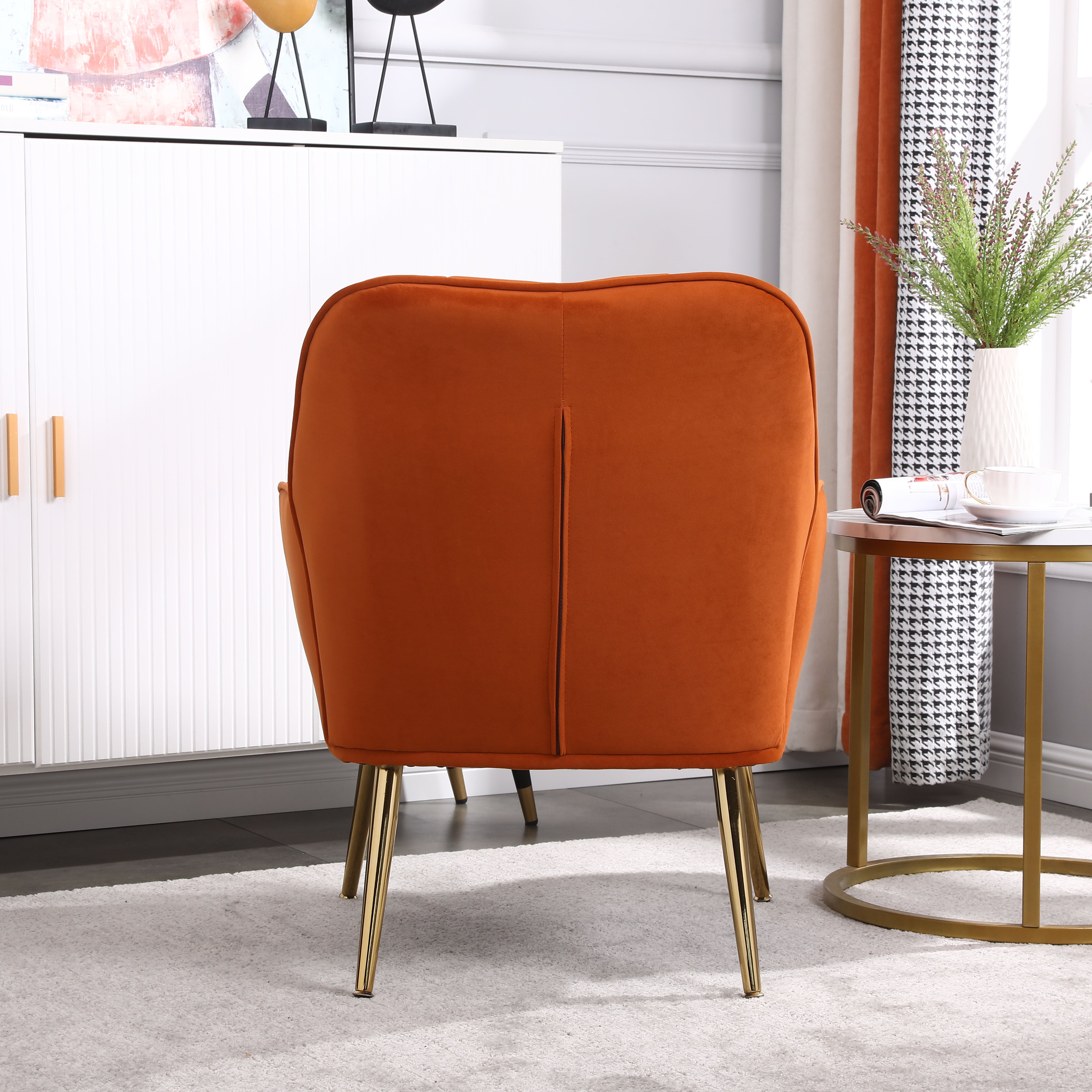 Logidon Velvet Lounge Chair Oranje Moderne Retrostijl