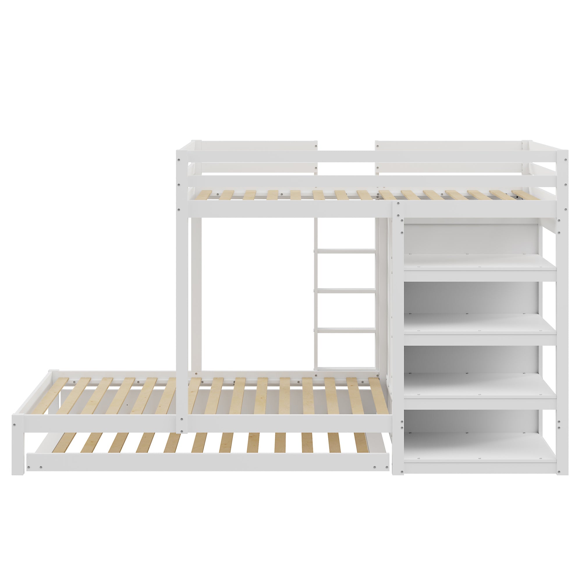 Logidon stapelbed massief hout 90x200 wit uitschuifbedkast