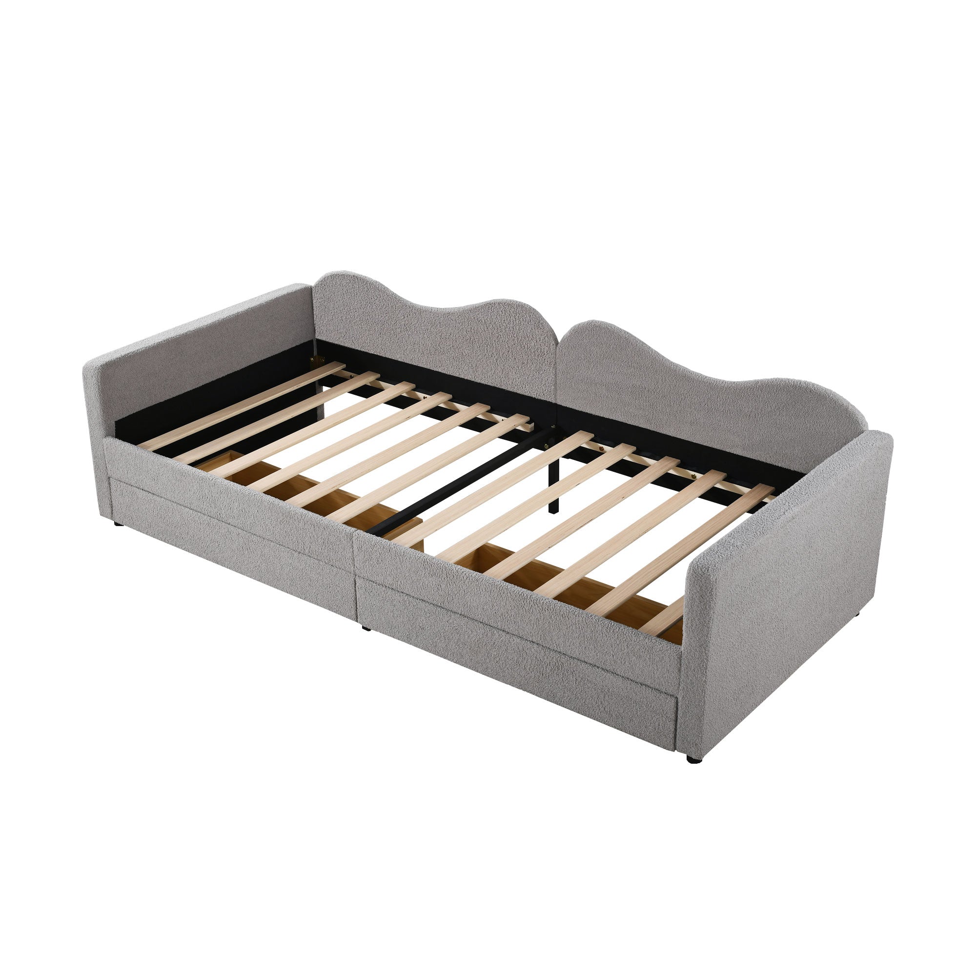 Logidon gestoffeerd bed 90x200 grijze slaapbank met 2 lades