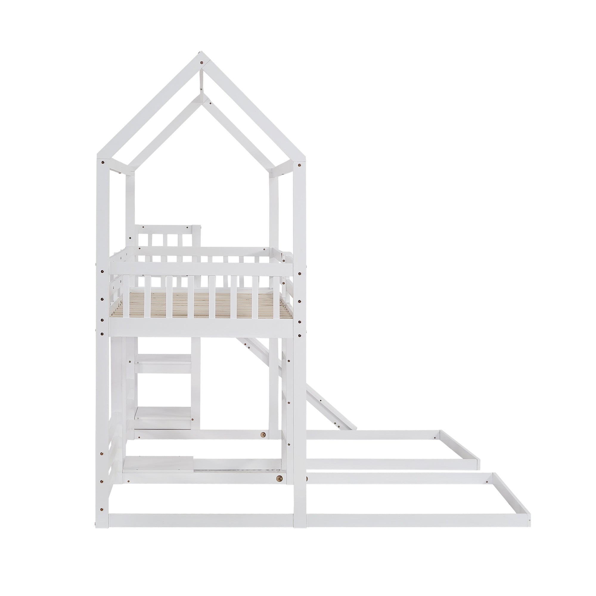 Logidon stapelbed met glijbaan wit 90x200cm drietrapsladder