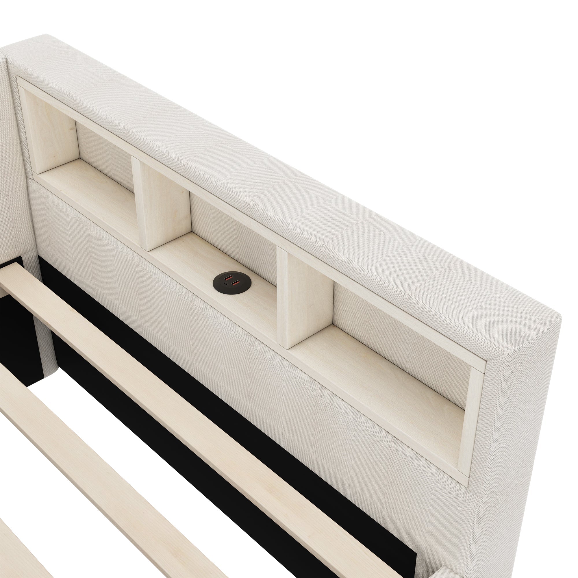 Logidon Dagbed 90x200 cm Beige Slaapbank Opbergvak met USB C LED