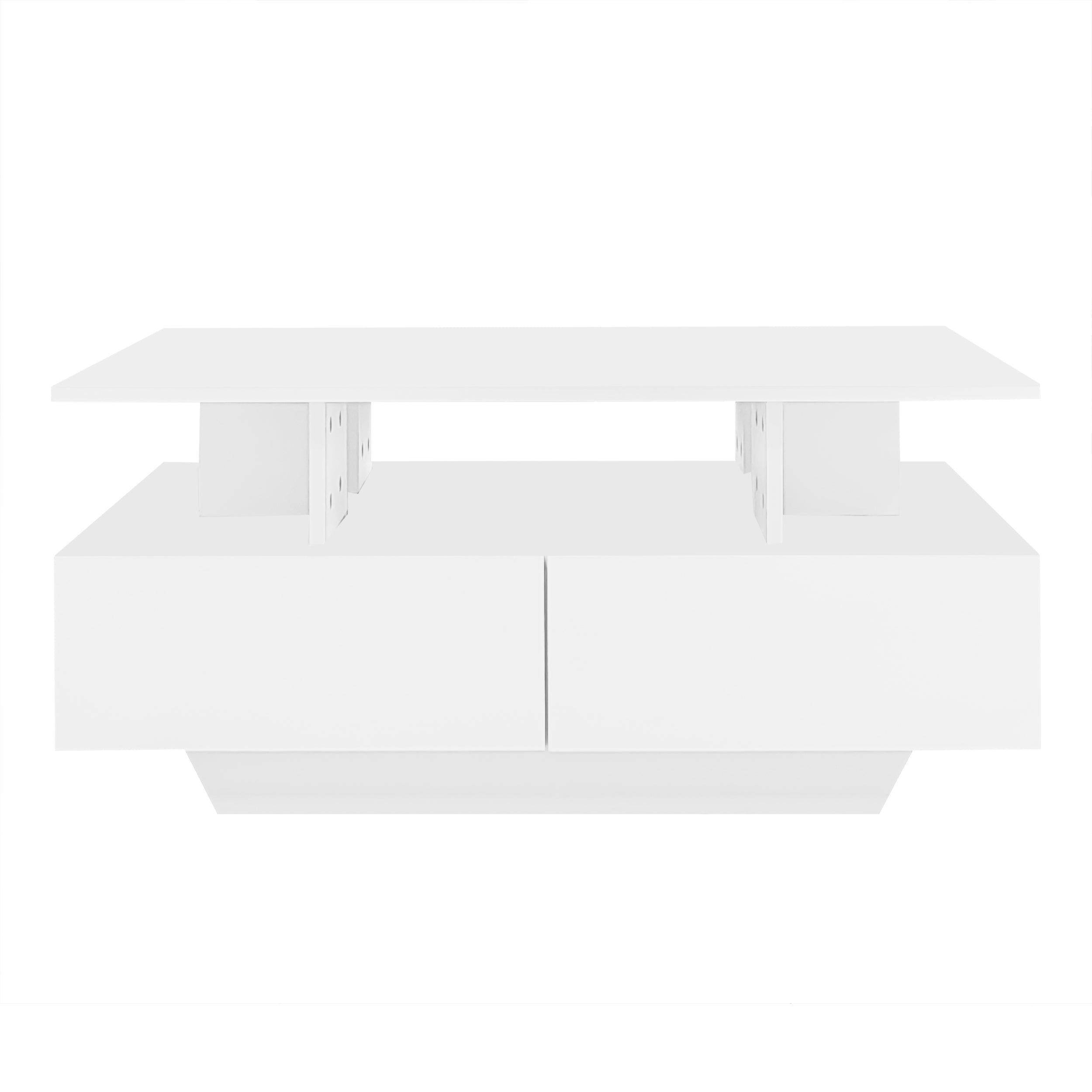 Logidon hoogglans salontafel LED, 2 lades, 90x55x41 cm wit