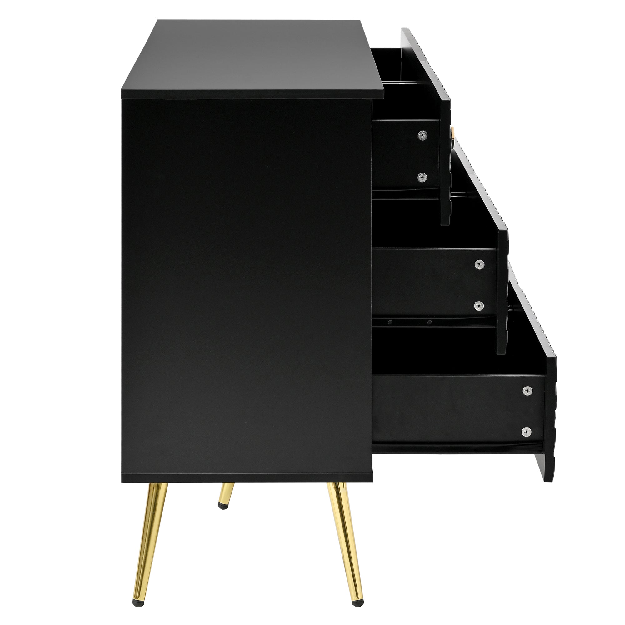 Logidon Ladekast 6 lades zwart goud moderne stijl 120x40x80 cm
