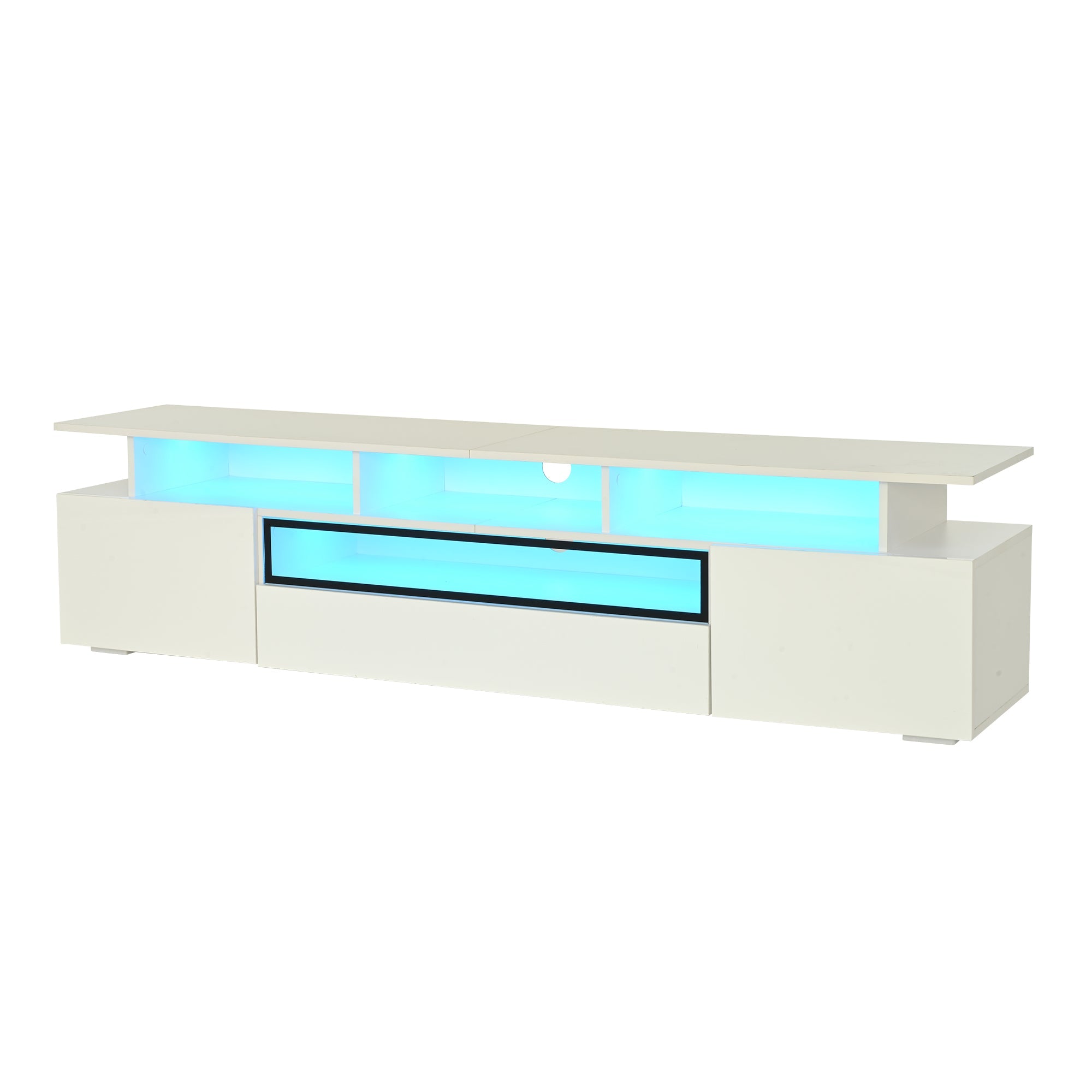 Logidon TV-meubel wit 180x38x45 cm met LED-verlichting 2 deuren 1 lade