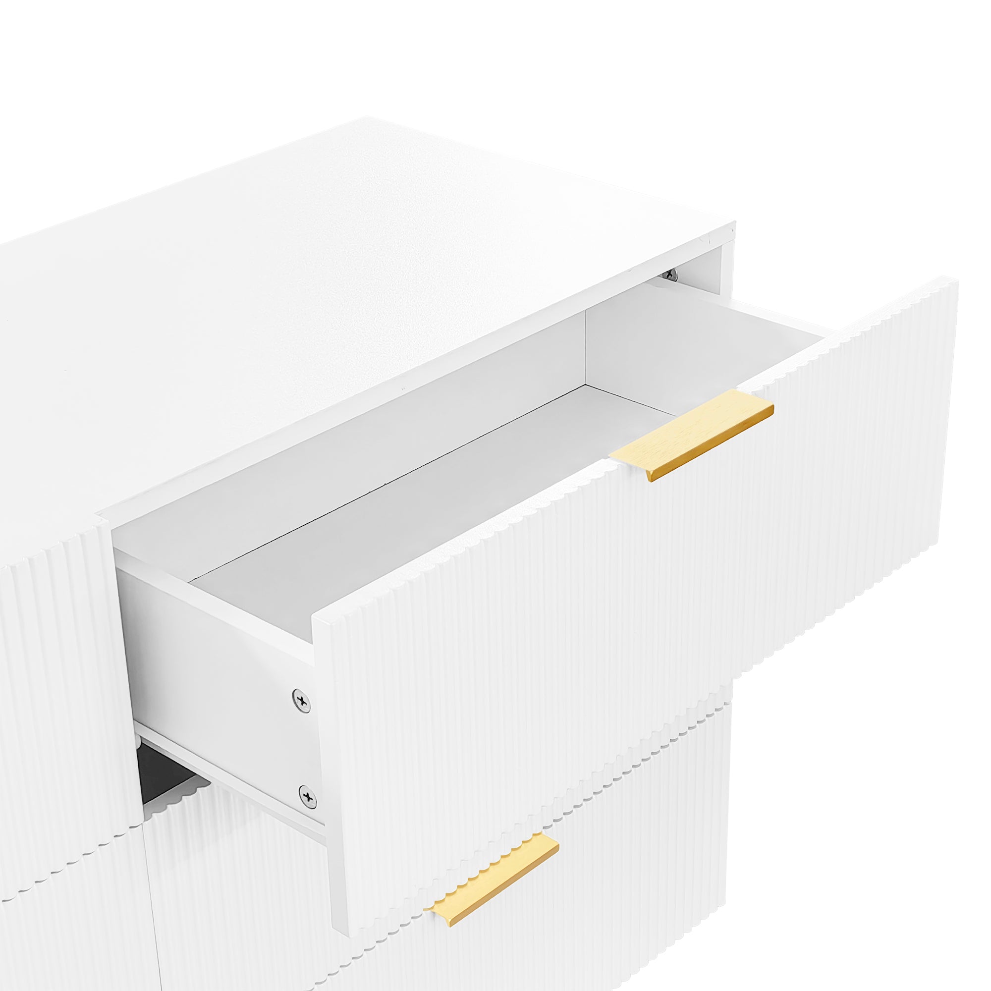 Logidon Elegant sideboard white 120x40x77 cm 6 drawers gold accents