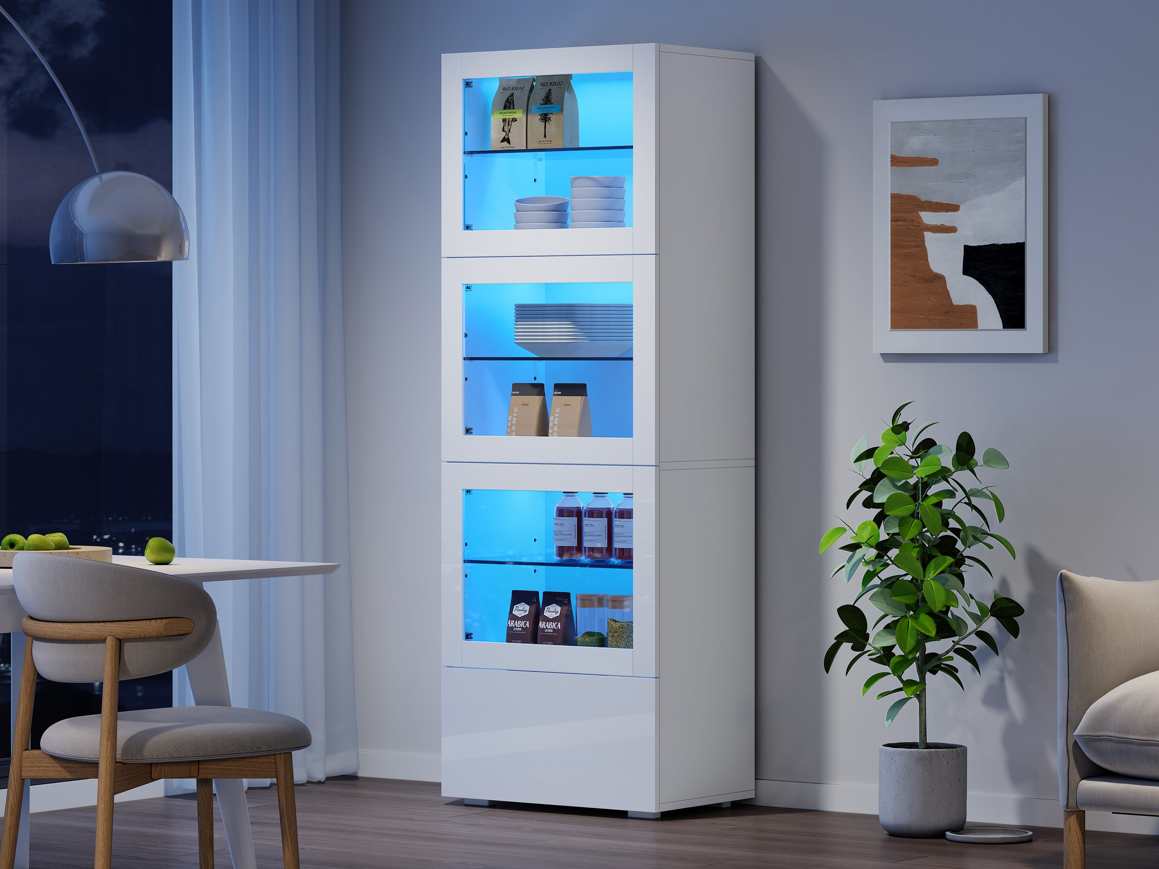 Logidon vitrine 60x40x173 cm wit hoogglans LED verlichting