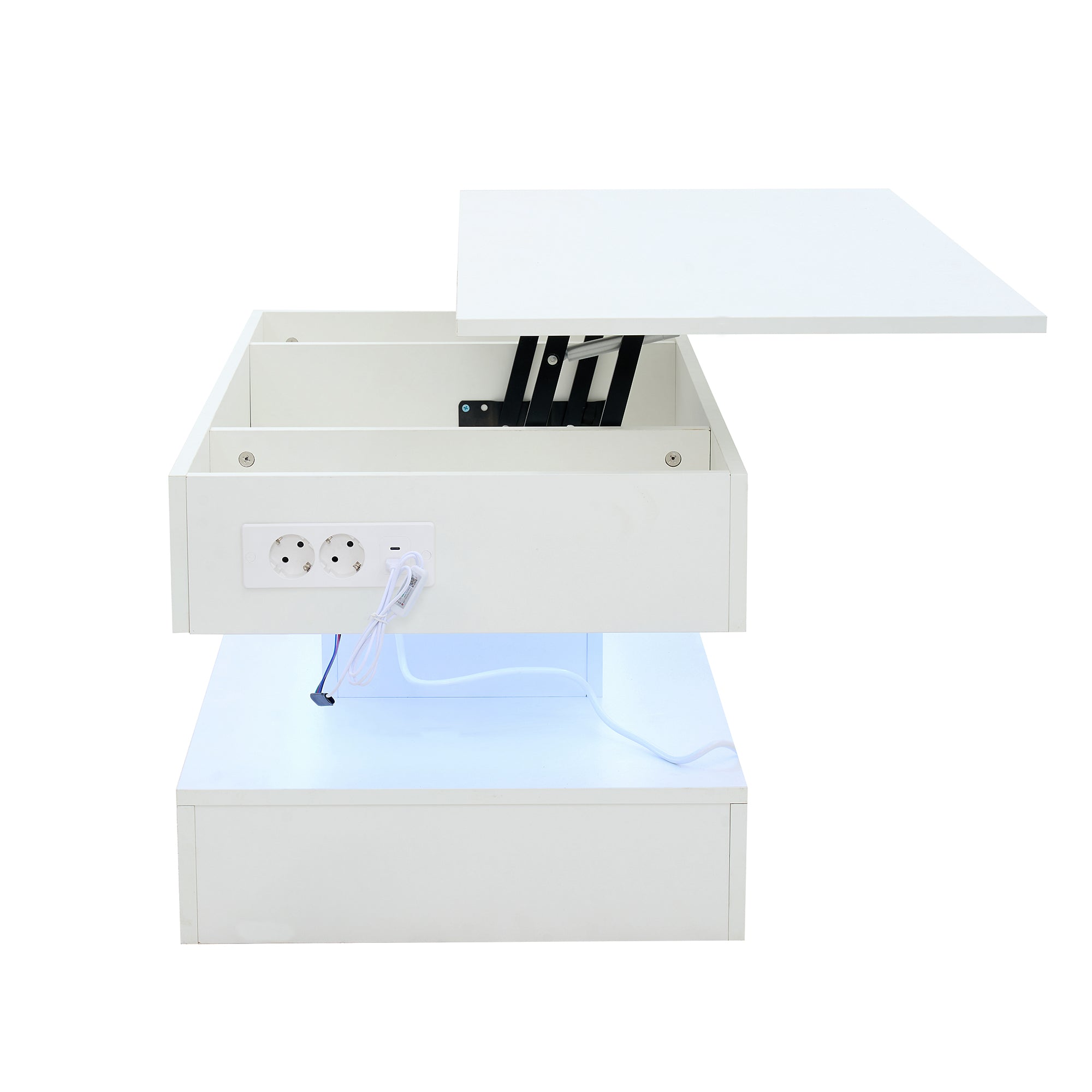 Logidon salontafel LED-verlichting en opbergruimte wit 100x50 cm