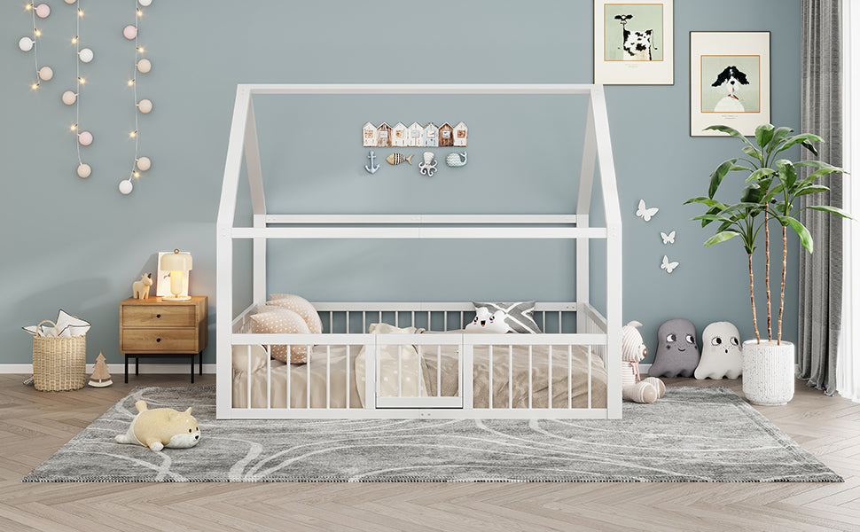 Logidon metalen bed 140x200 wit plat bed met dakframe
