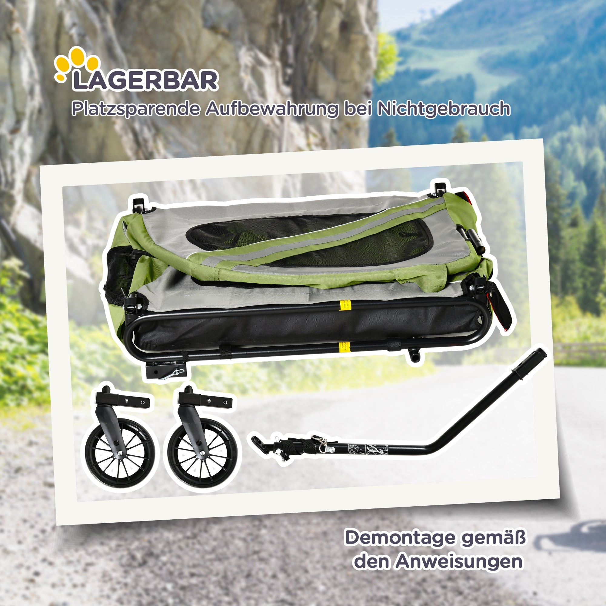 Logidon PawHut 2 in 1 hondenkar buggy groen voor middelgrote honden