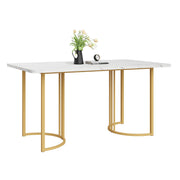Logidon eettafel 140 x 80 cm wit marmerpatroon gouden metalen poten
