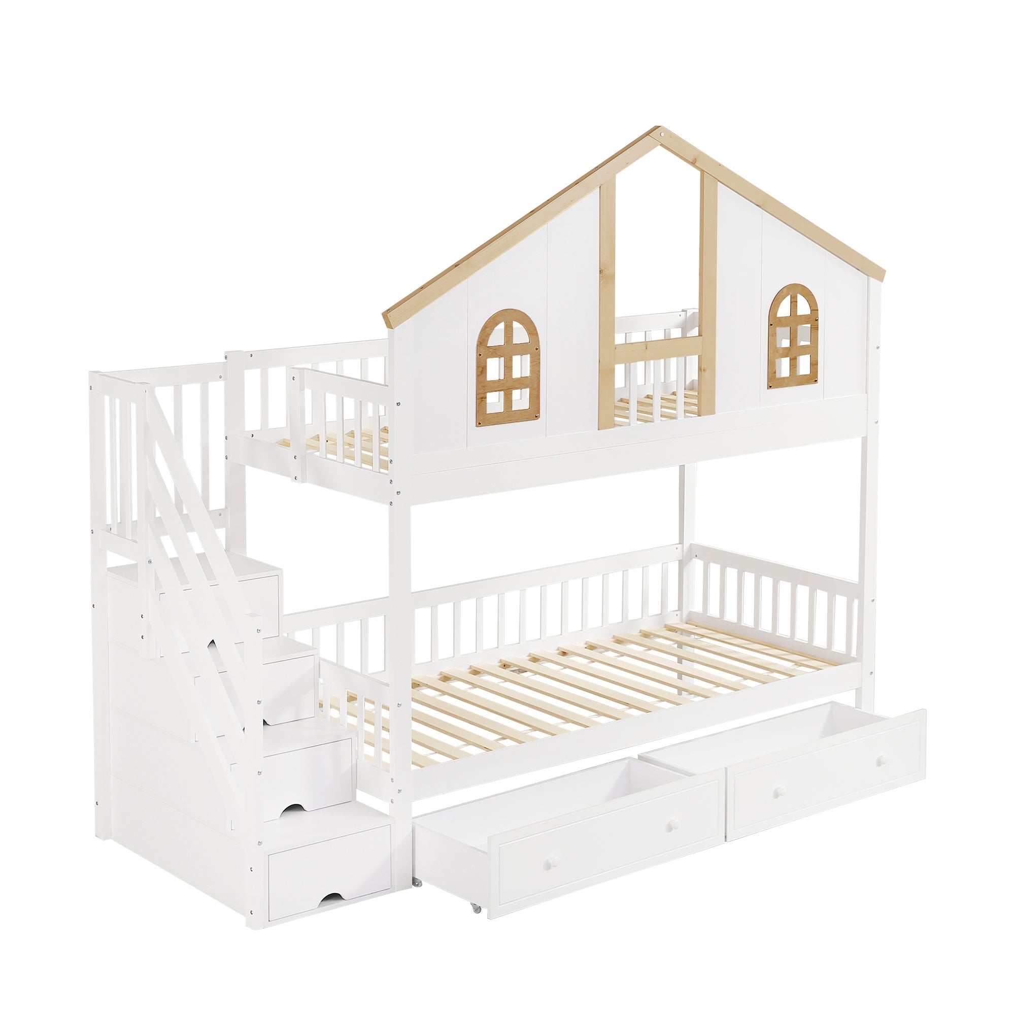Logidon stapelbed kinderbed wit naturel 90x200 cm met raam