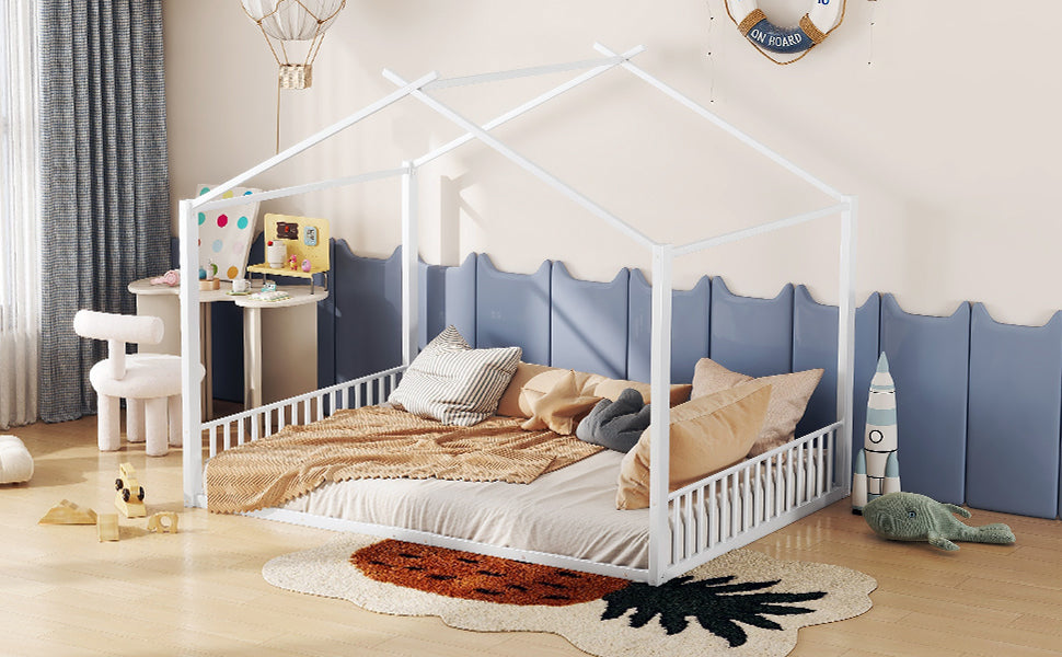 Logidon gestoffeerd bed 140x200 cm zonder matras Wit ijzeren framebed